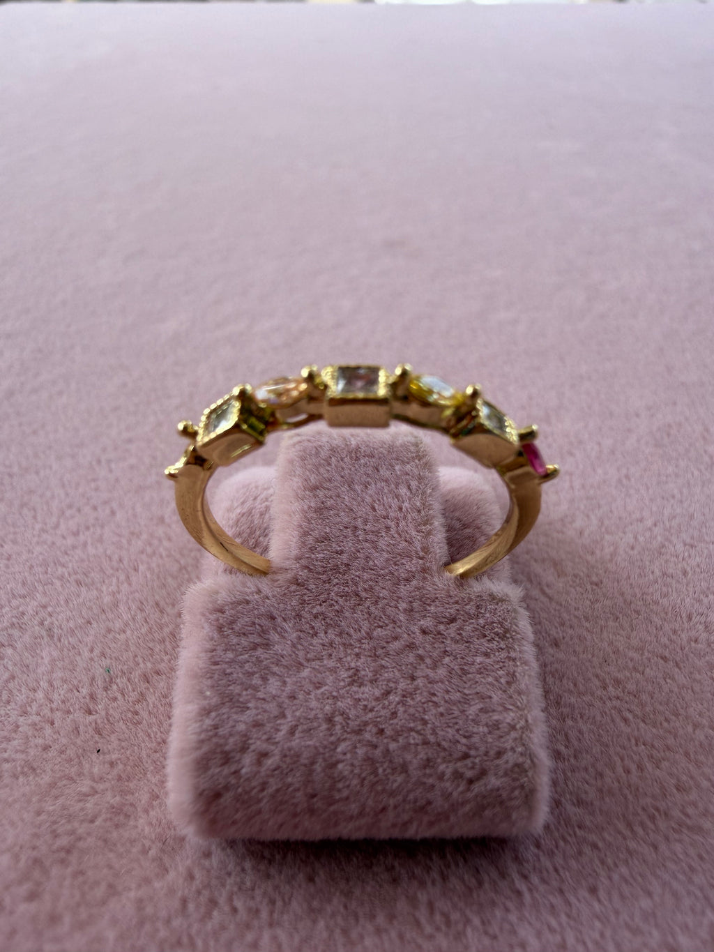 Adjustable Multicolor Zircon Stainless Steel Ring