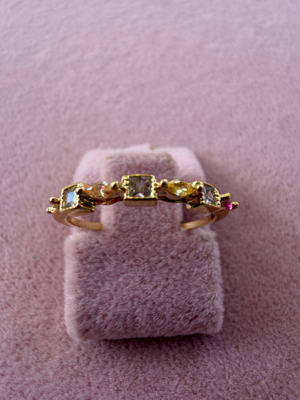 Adjustable Multicolor Zircon Stainless Steel Ring