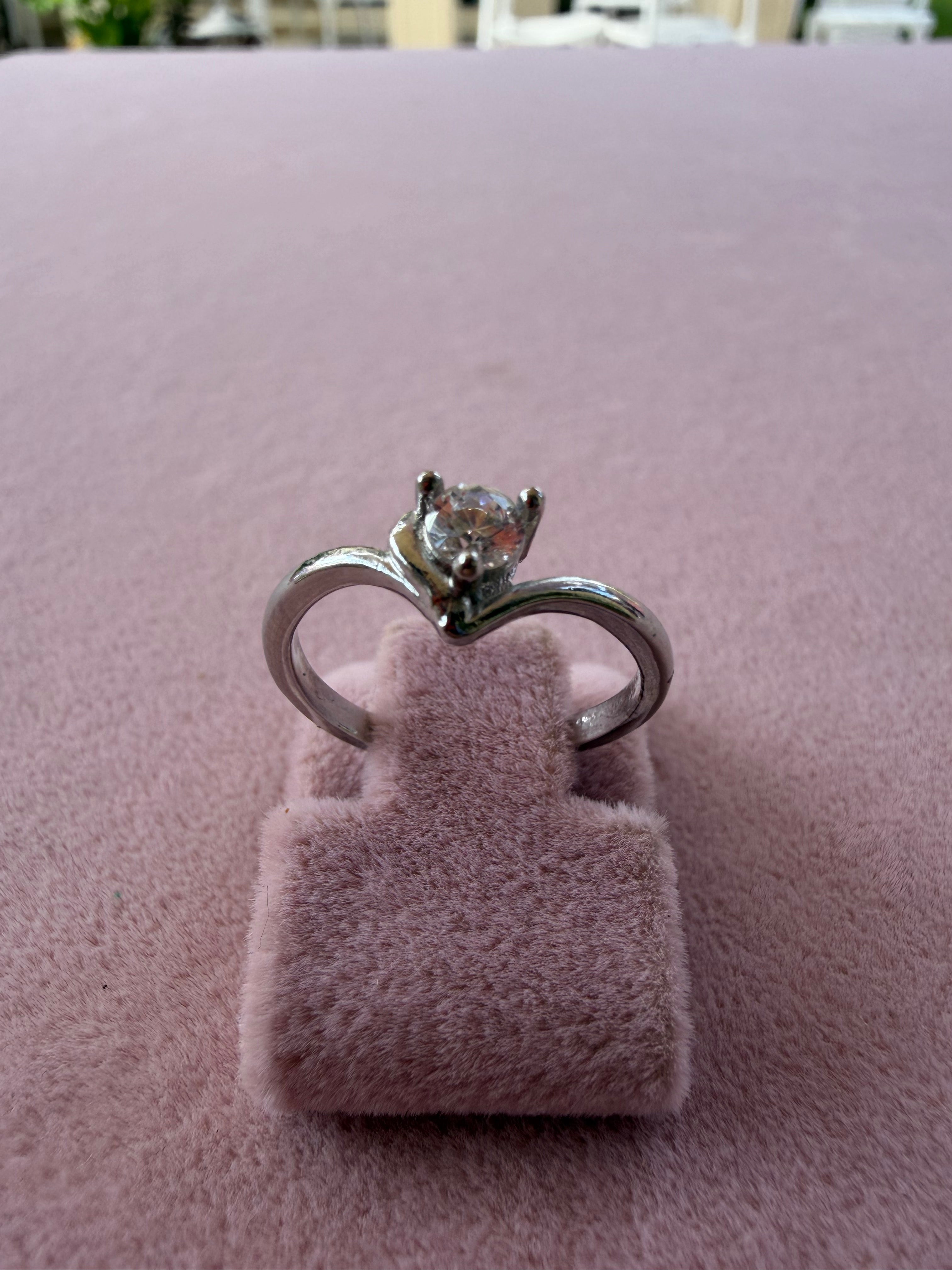Adjustable Solitaire Zircon Stainless Steel Ring