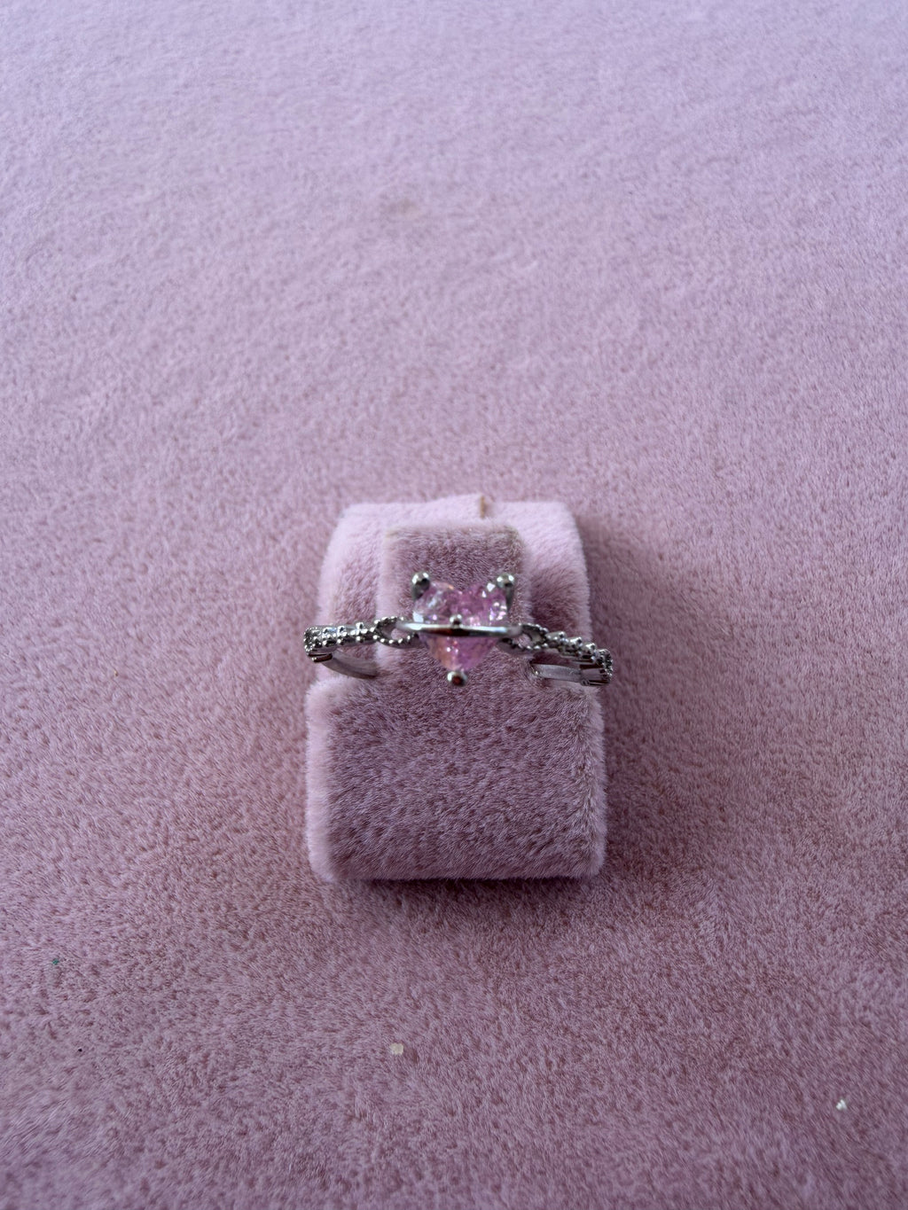 Adjustable Pink Heart Zircon Ring