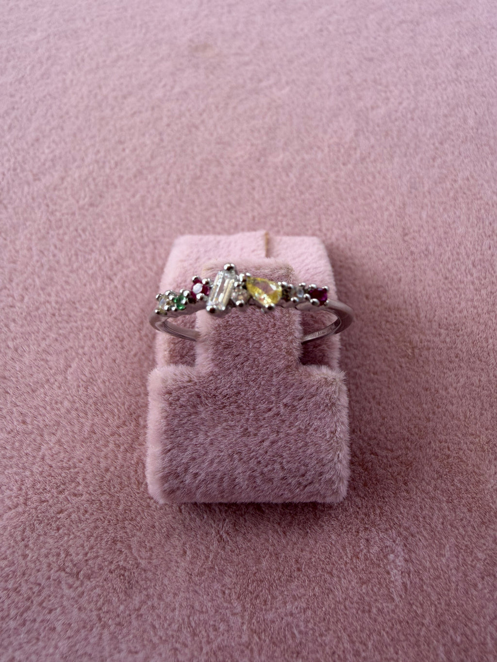 Adjustable Multicolor Zircon Stainless Steel Ring