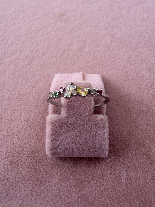 Adjustable Multicolor Zircon Stainless Steel Ring