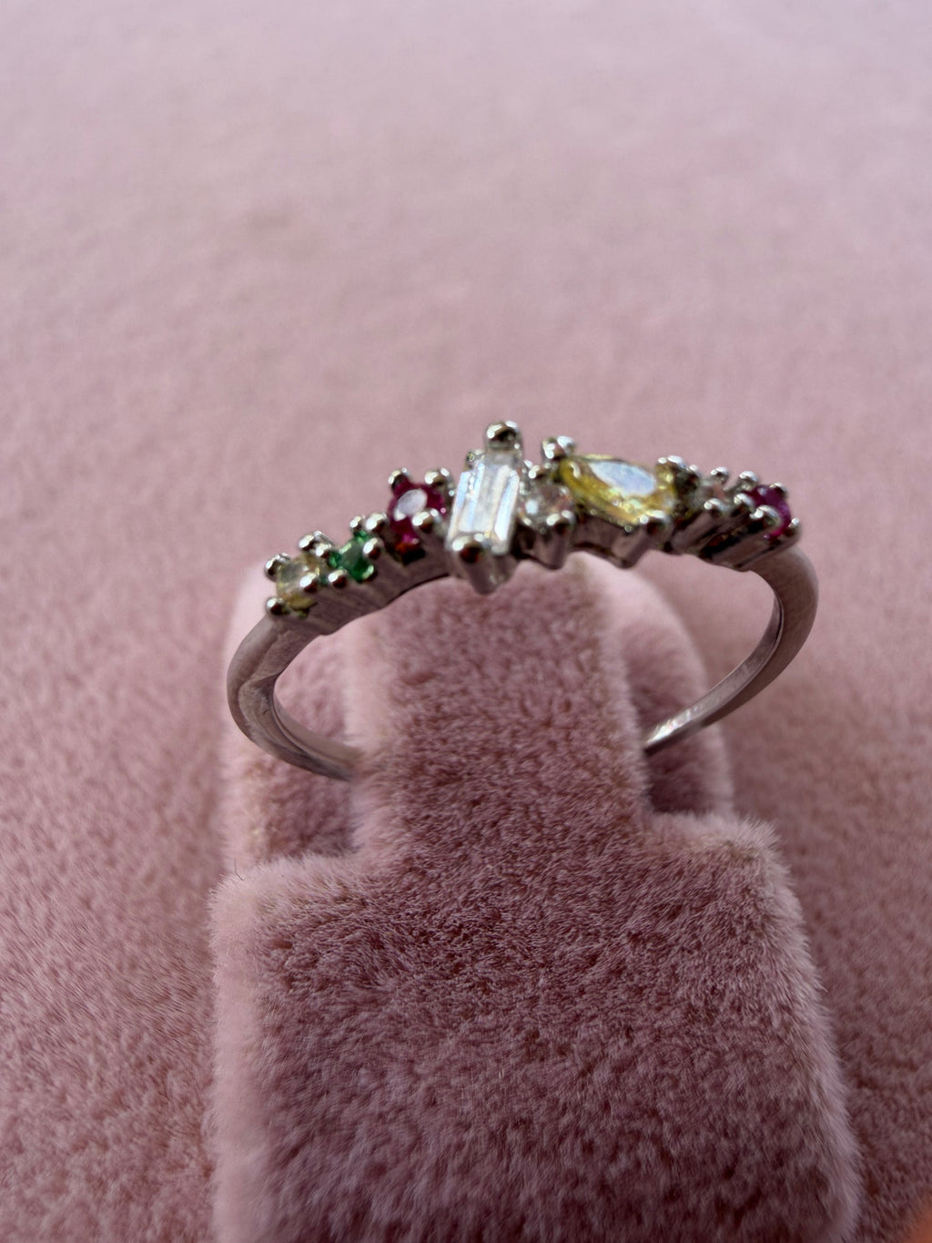 Adjustable Multicolor Zircon Stainless Steel Ring