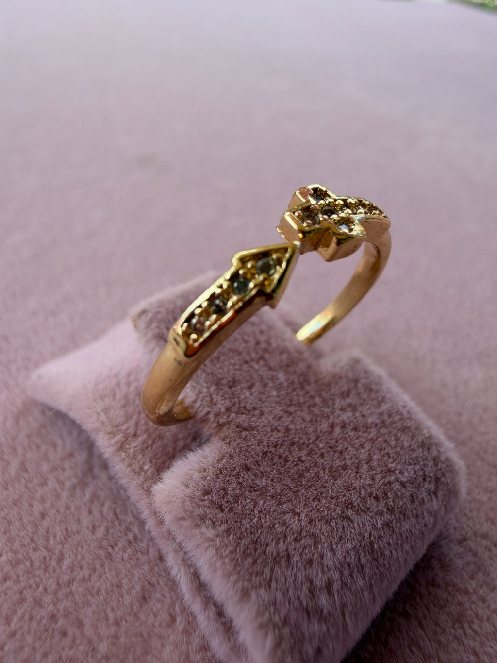 Adjustable Cross and Arrow Gold Tone Ring