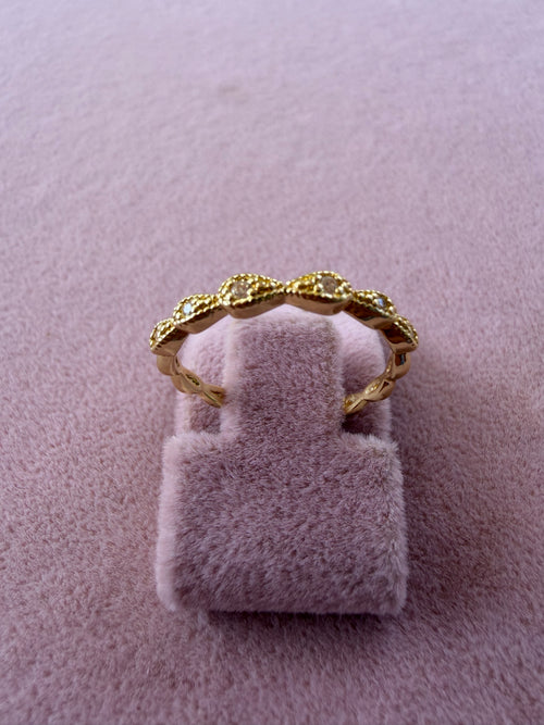 Adjustable Infinity Twist Zircon Gold Tone Ring