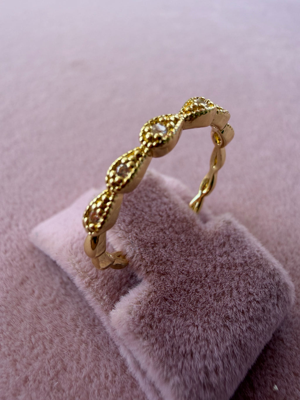 Adjustable Infinity Twist Zircon Gold Tone Ring