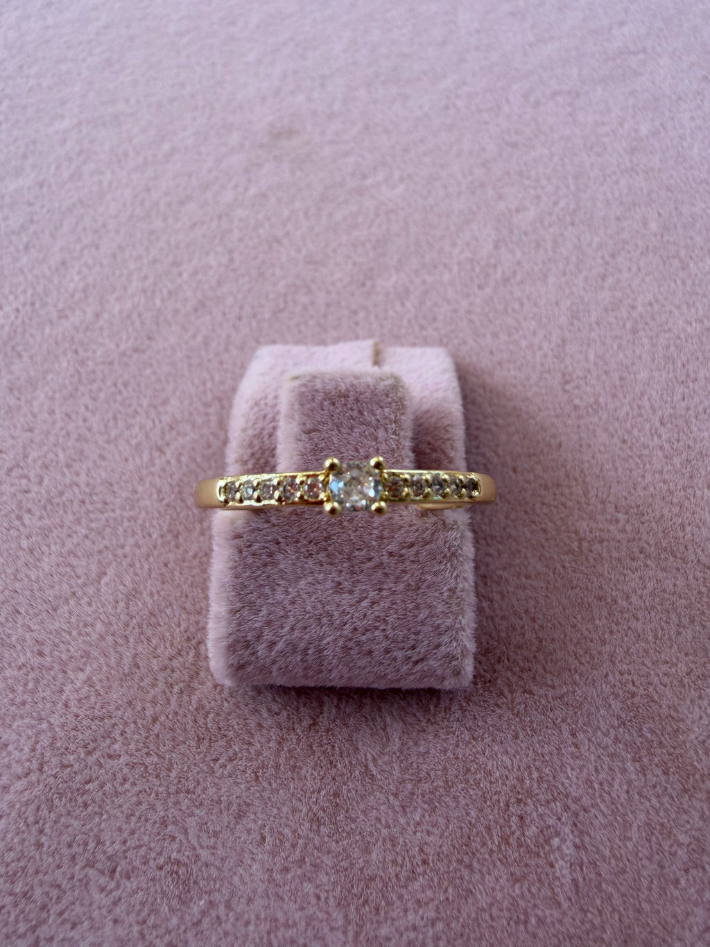 Adjustable Solitaire Zircon Gold Tone Ring