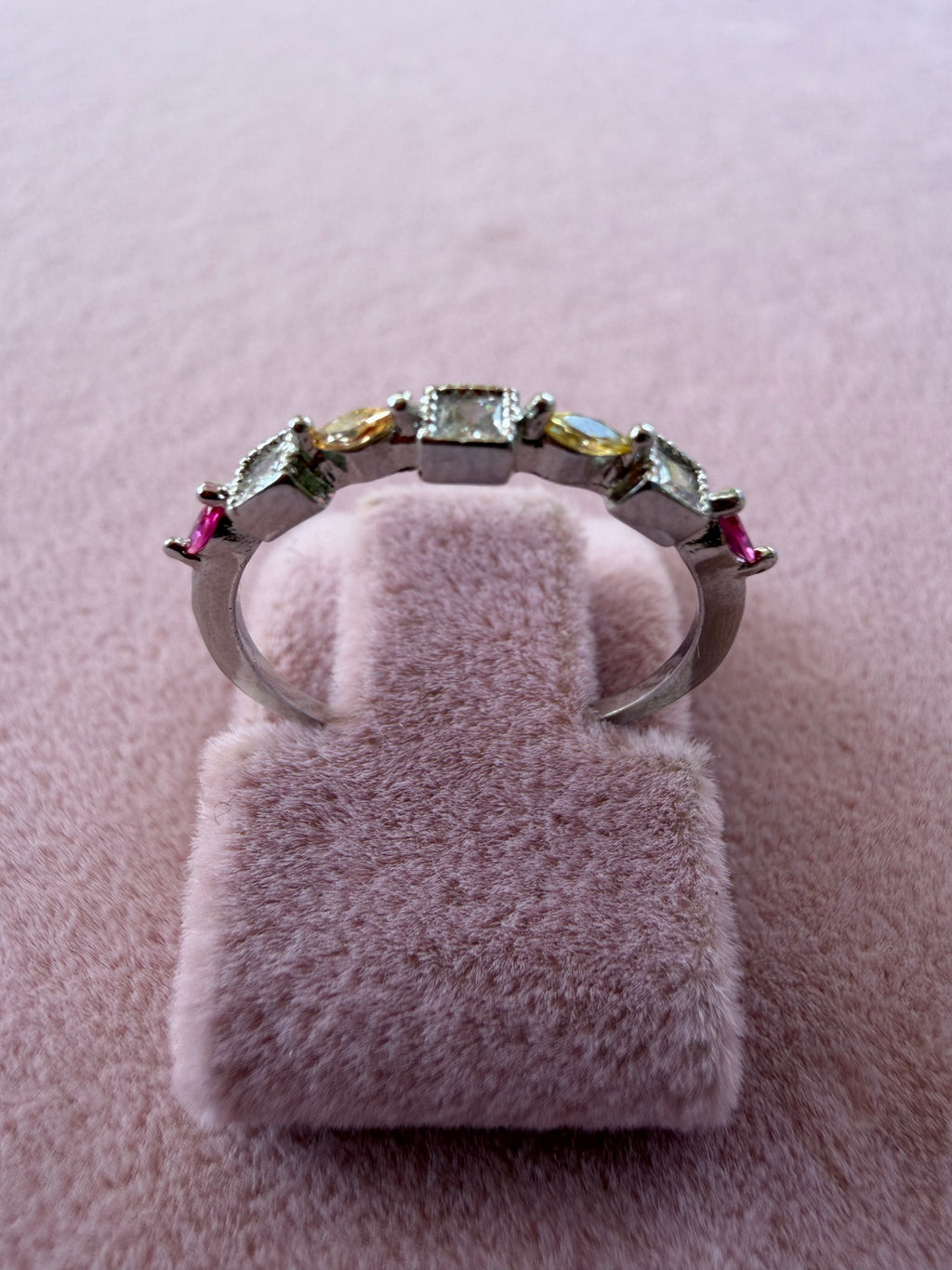 Adjustable Multicolor Zircon Stainless Steel Ring