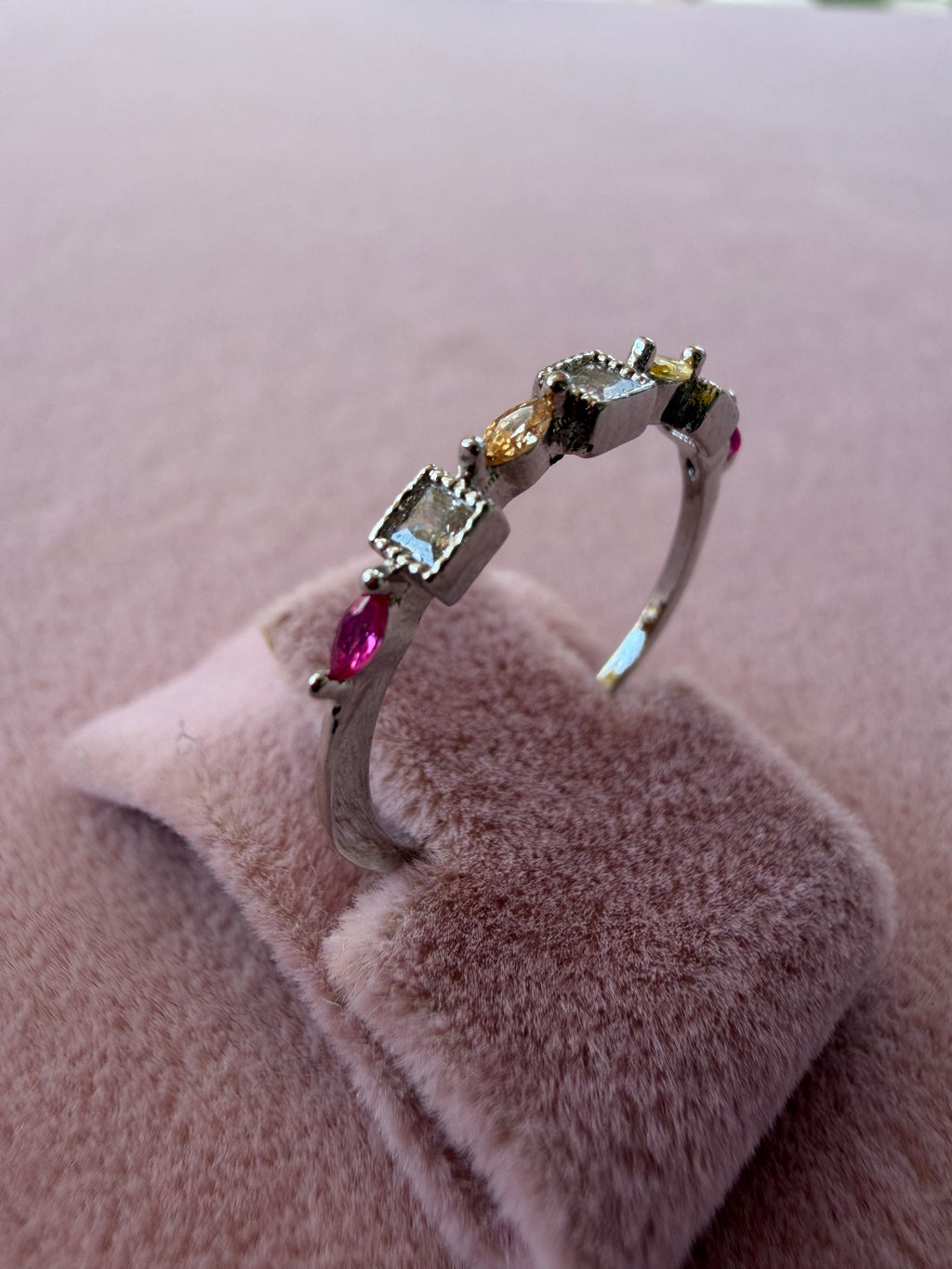 Adjustable Multicolor Zircon Stainless Steel Ring