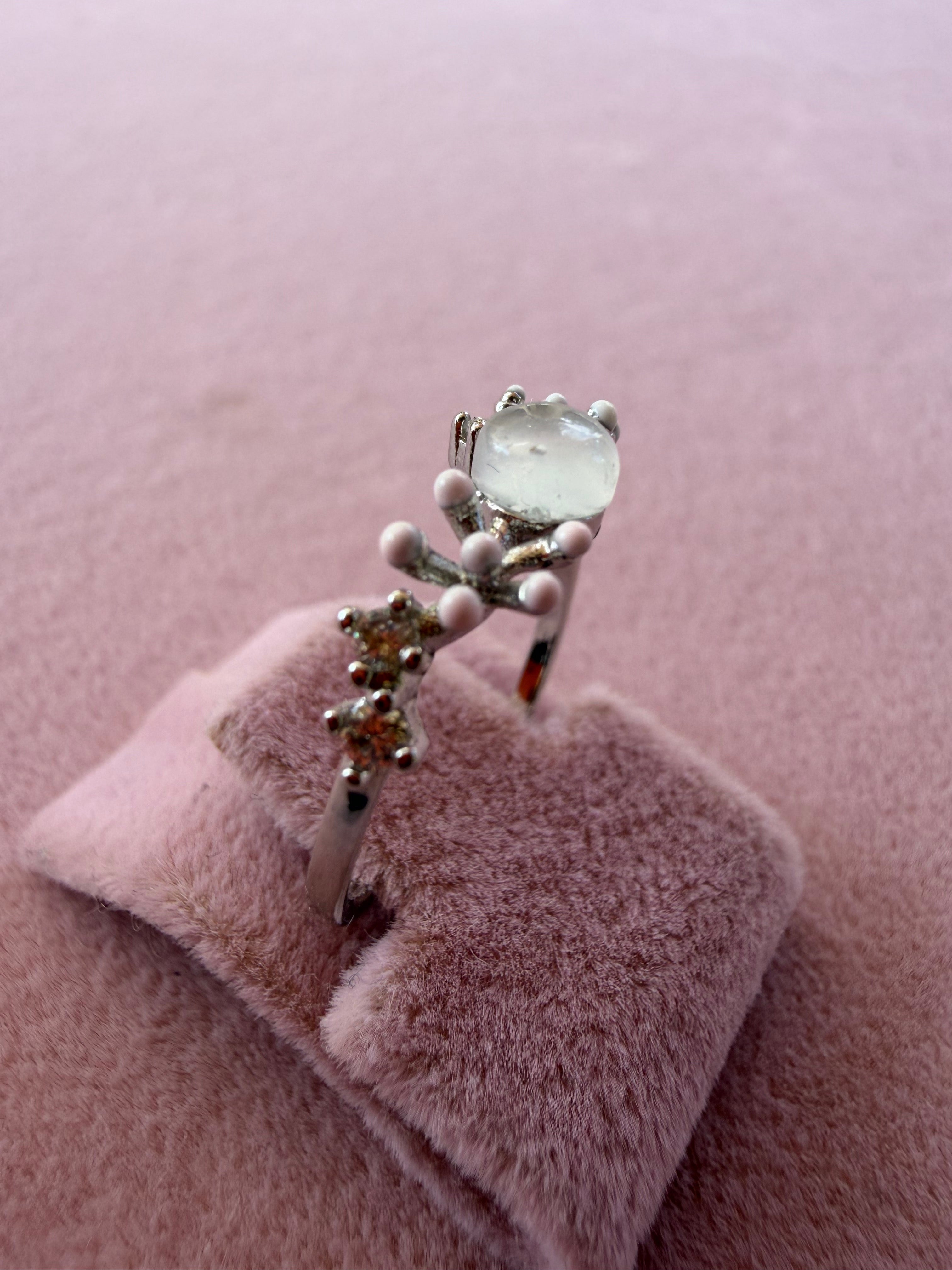 Moonlit Blossom Natural Stone Ring