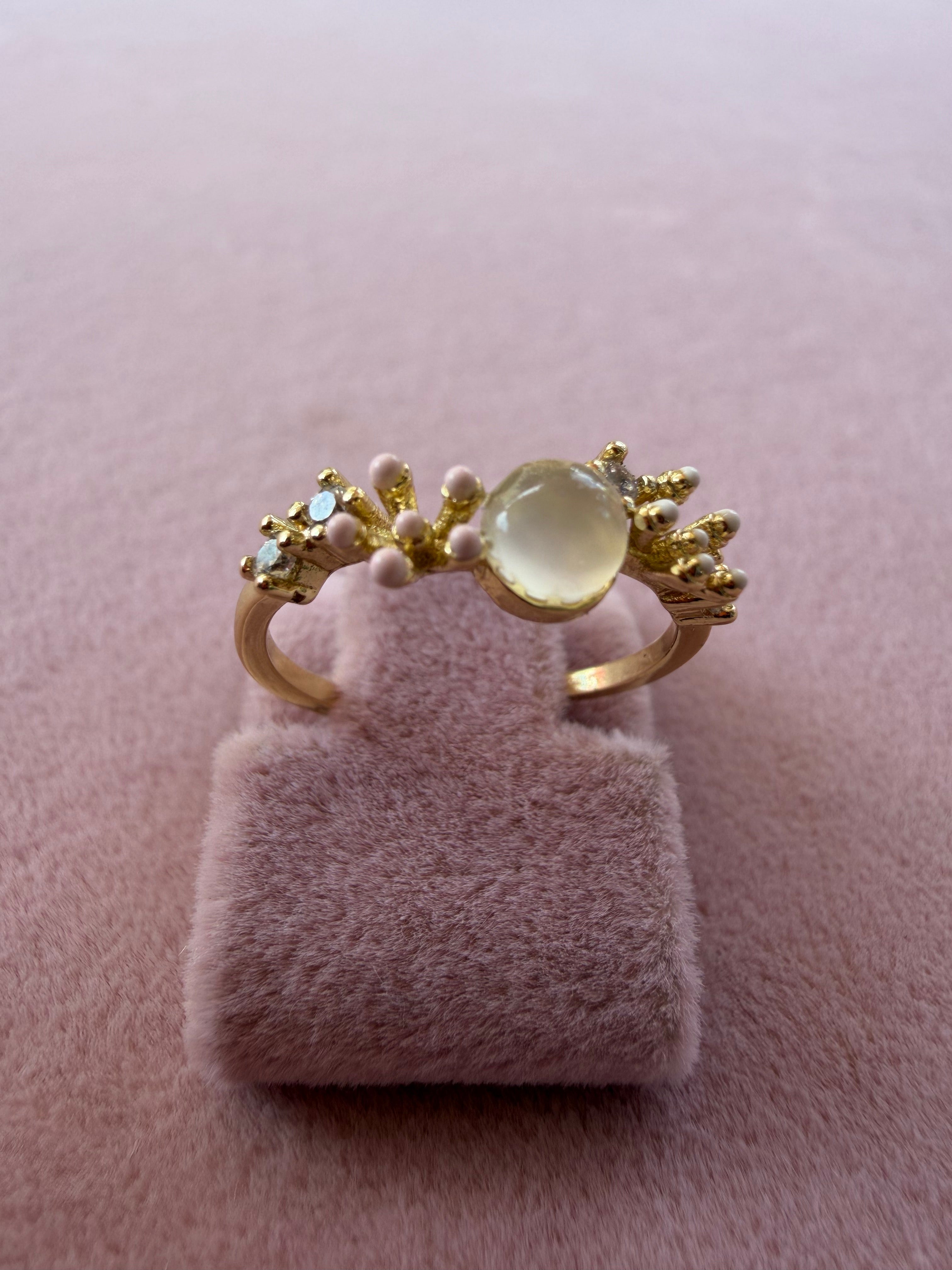 Moonlit Blossom Natural Stone Ring