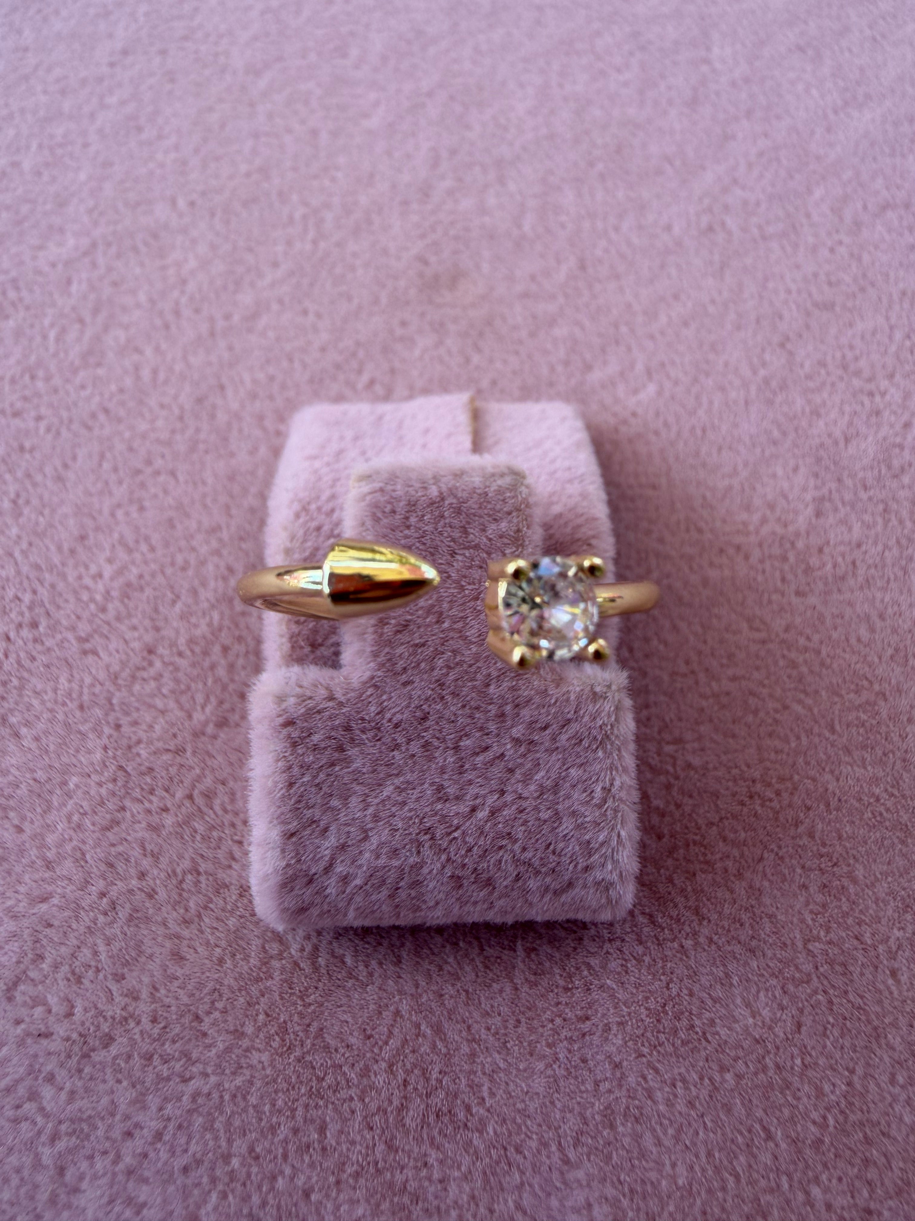 Golden Arrow Solitaire Ring