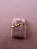 Golden Crossline Zircon Ring
