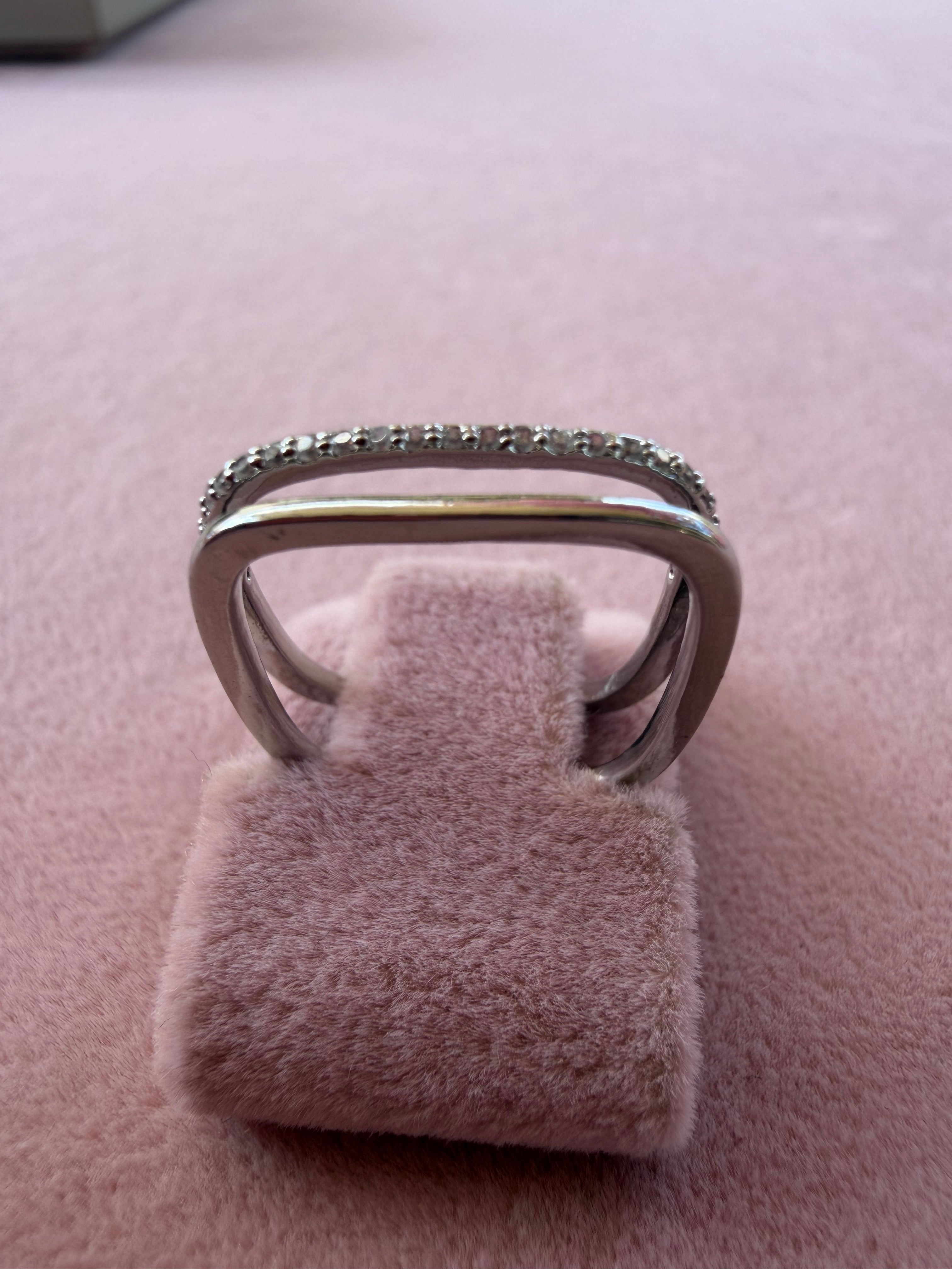 Silver Parallel Sparkle Ring