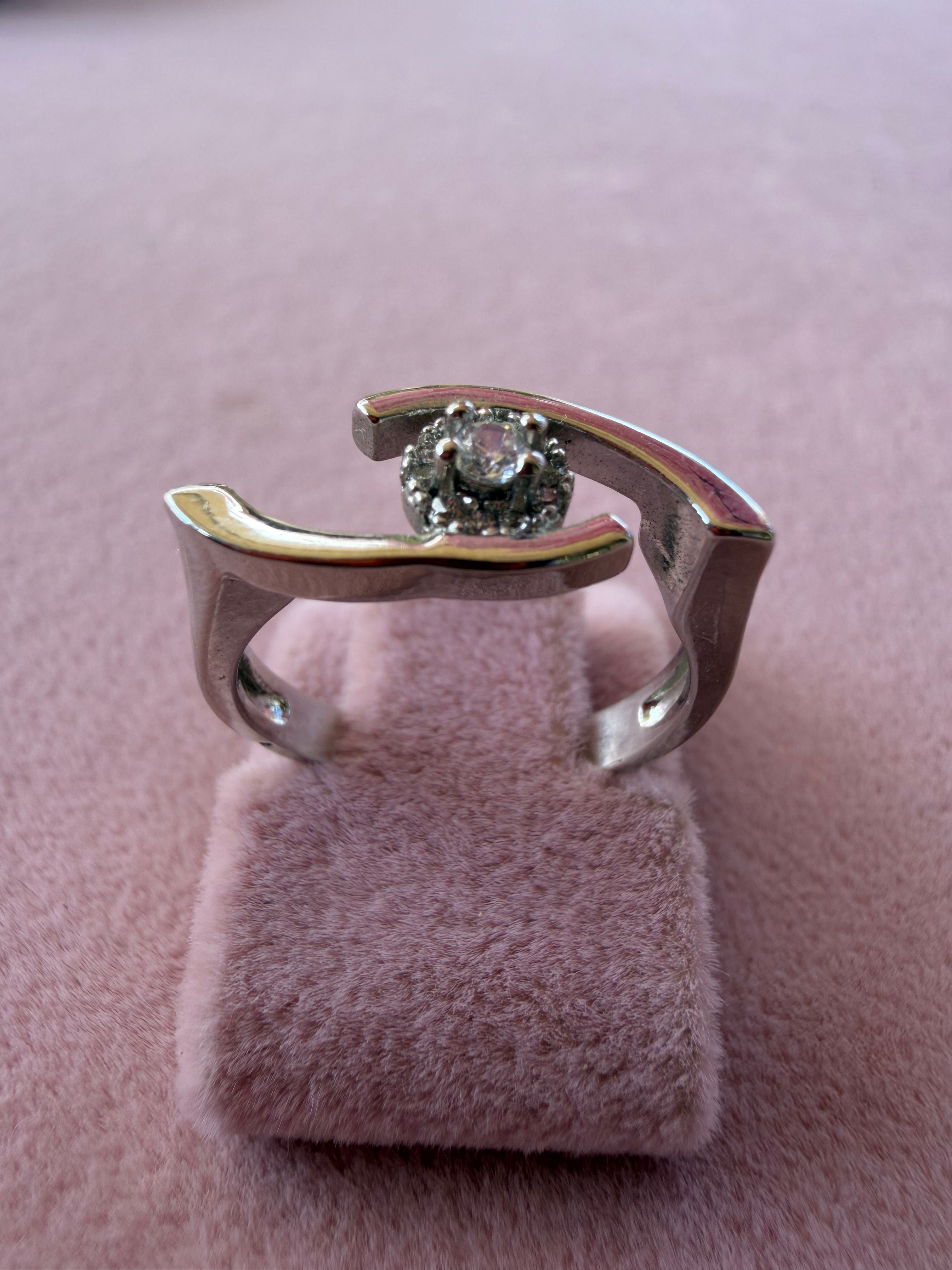 Silver Orbit Halo Ring