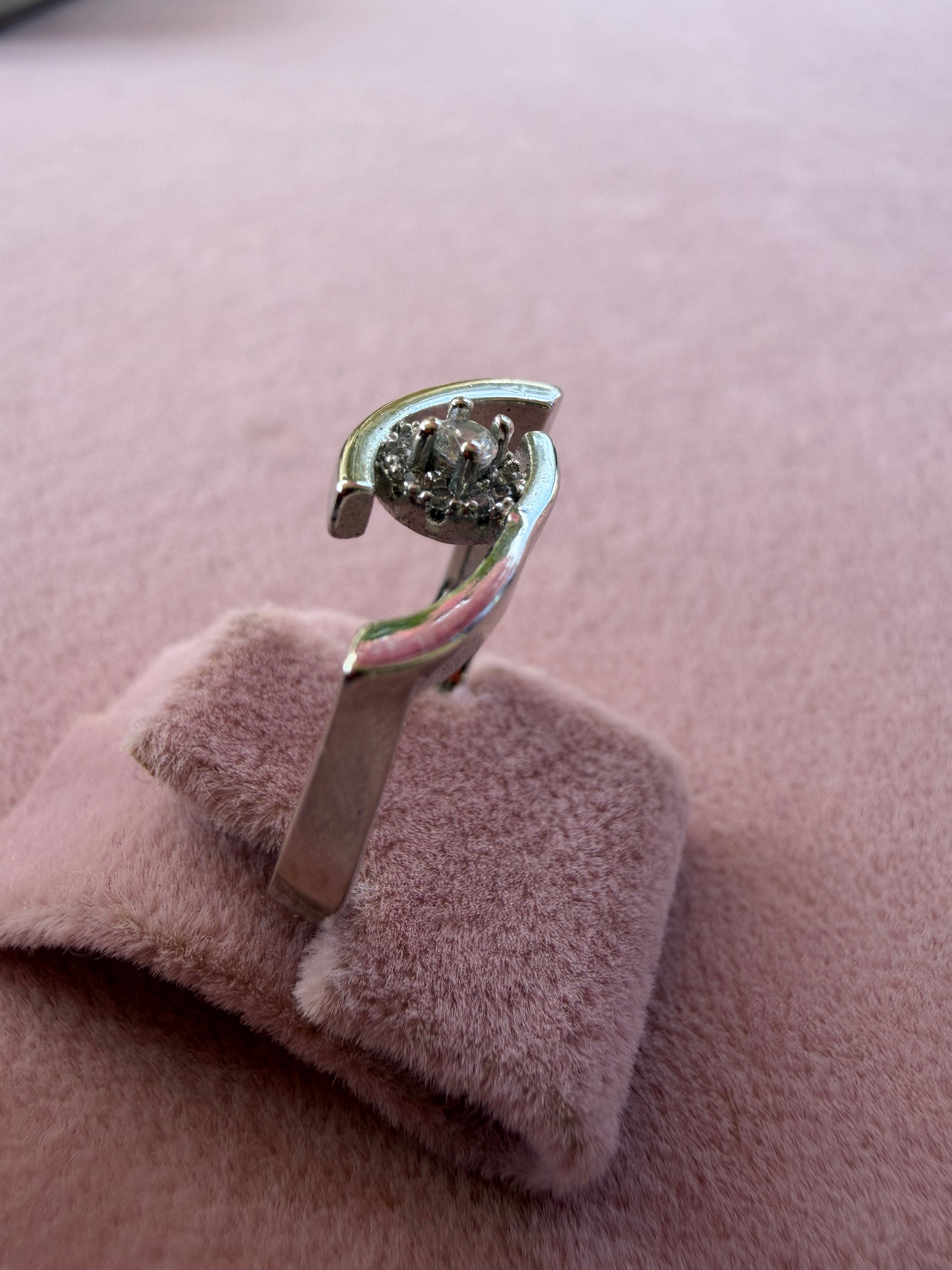 Silver Orbit Halo Ring