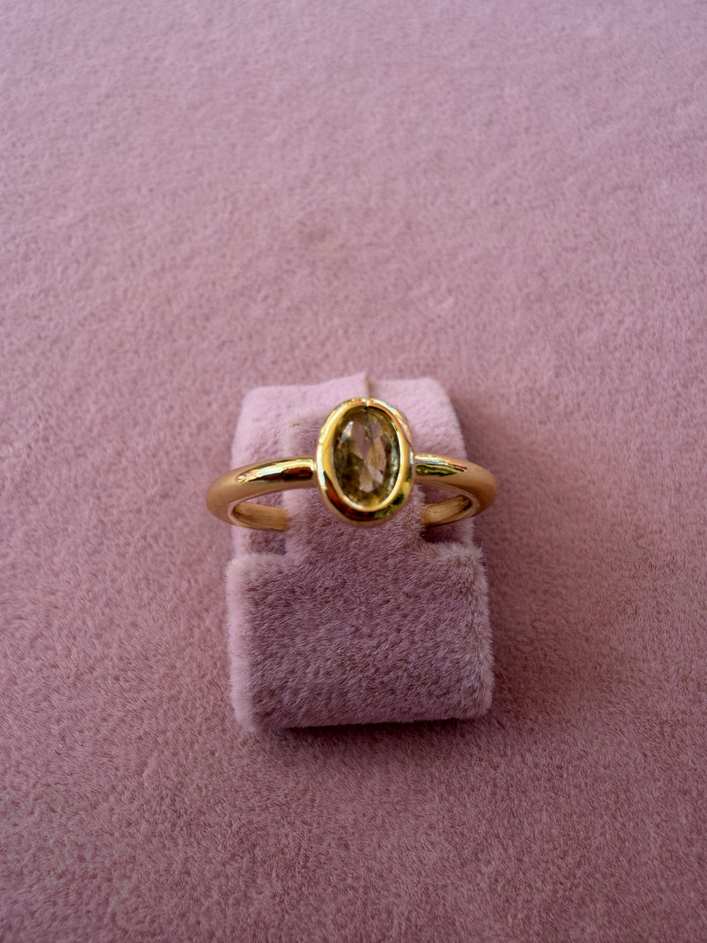 Golden Oval Natural Stone Ring