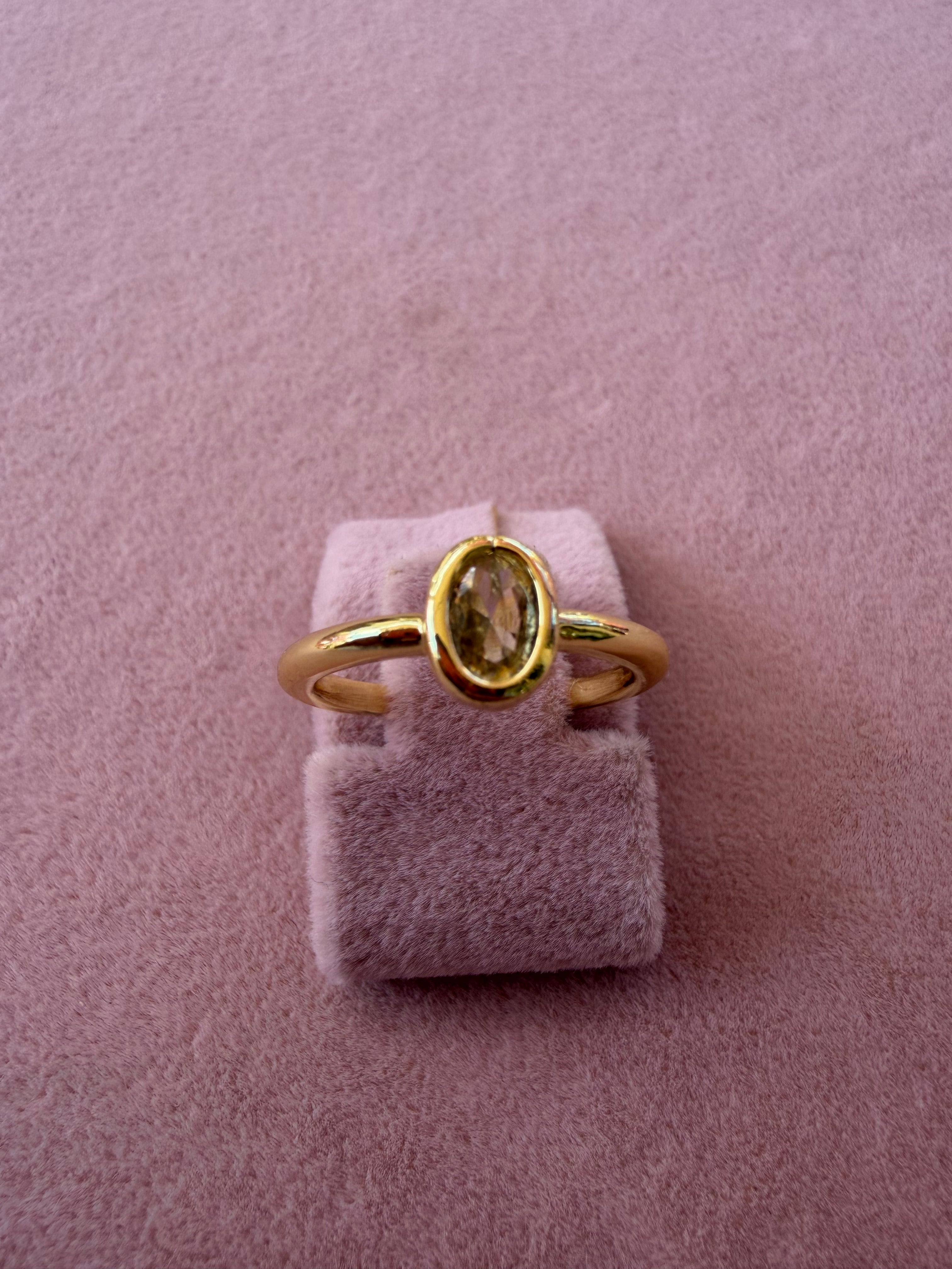 Golden Oval Natural Stone Ring