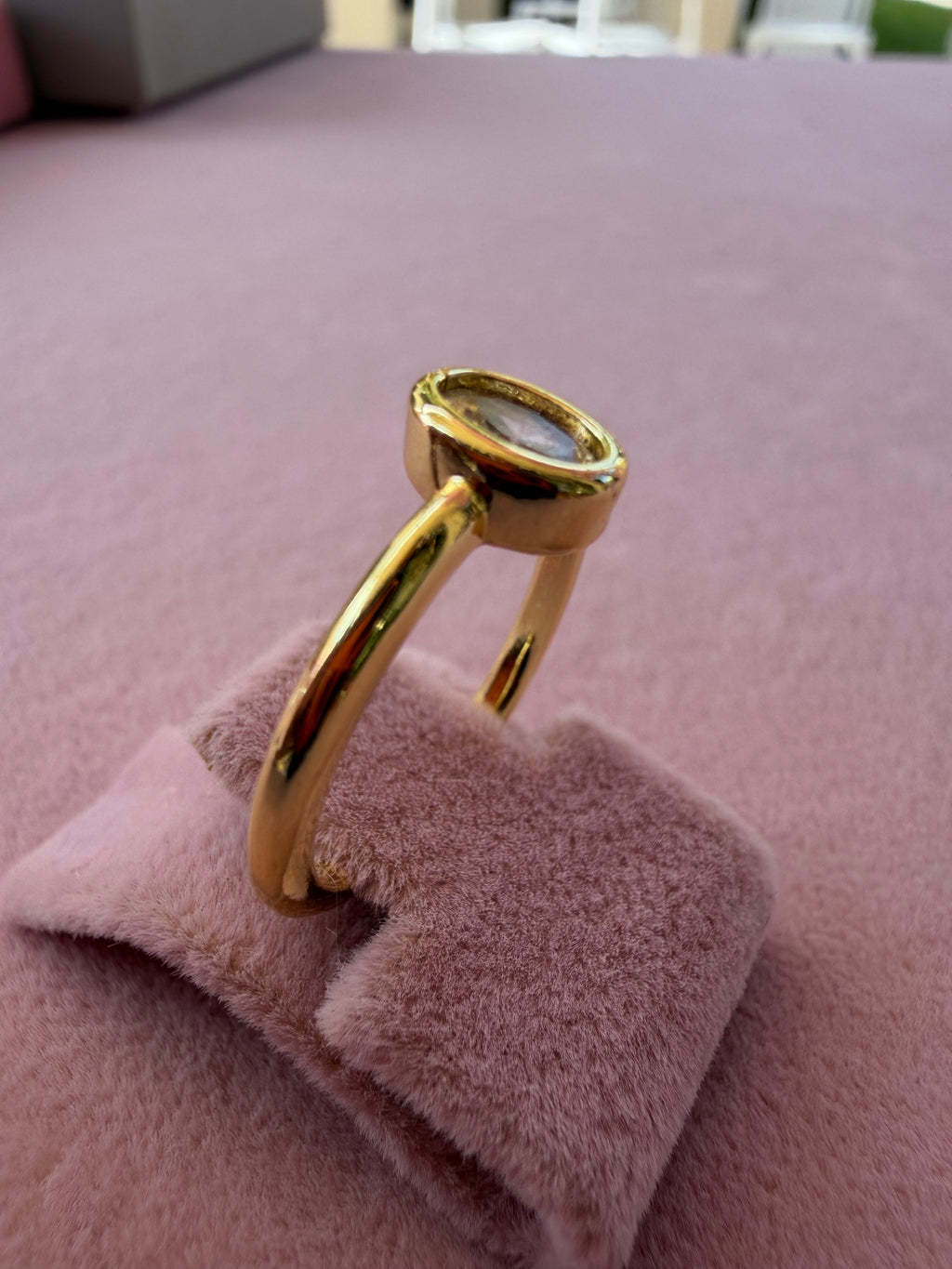 Golden Oval Natural Stone Ring