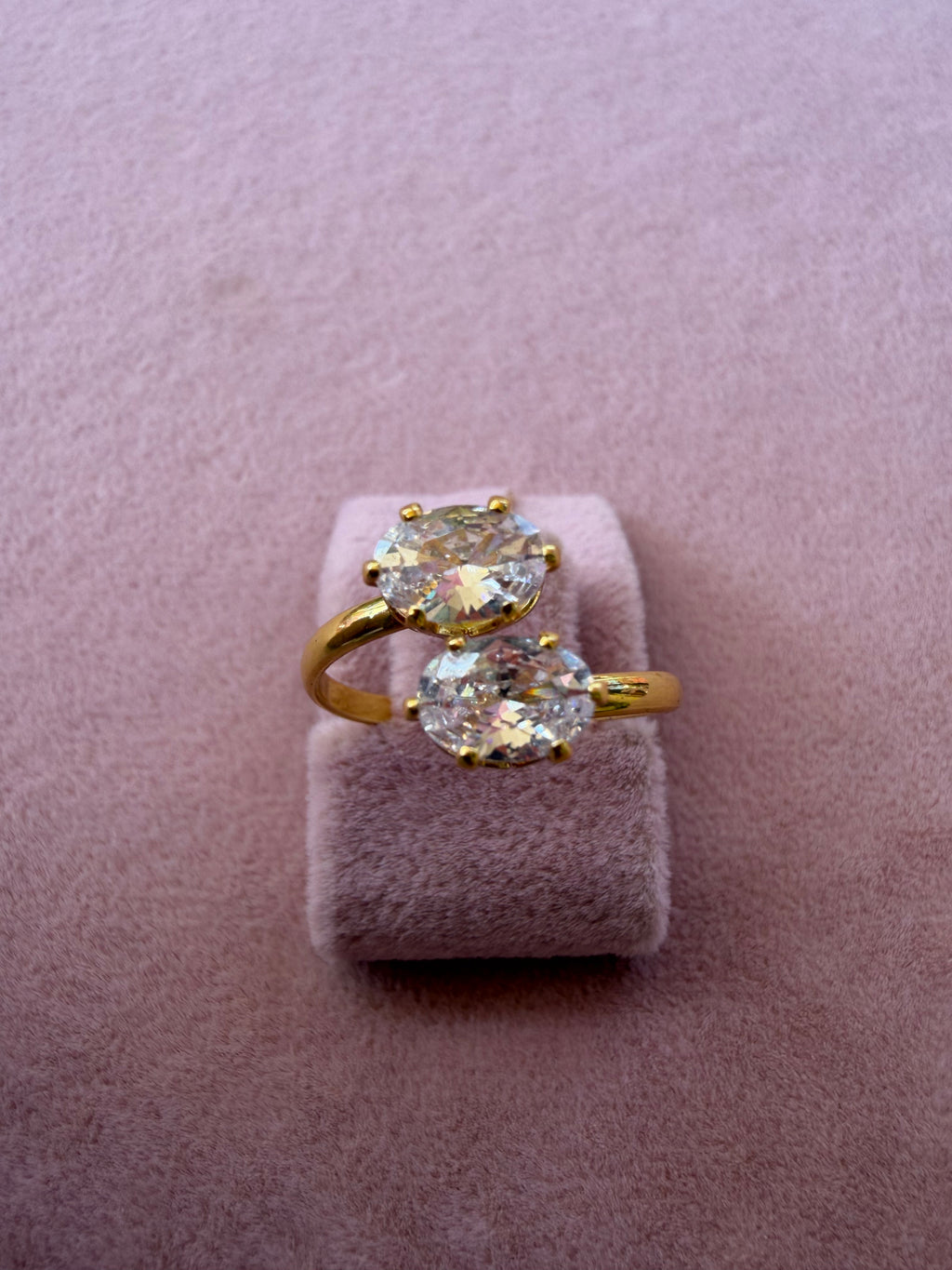 Golden Twin Spark Zircon Ring