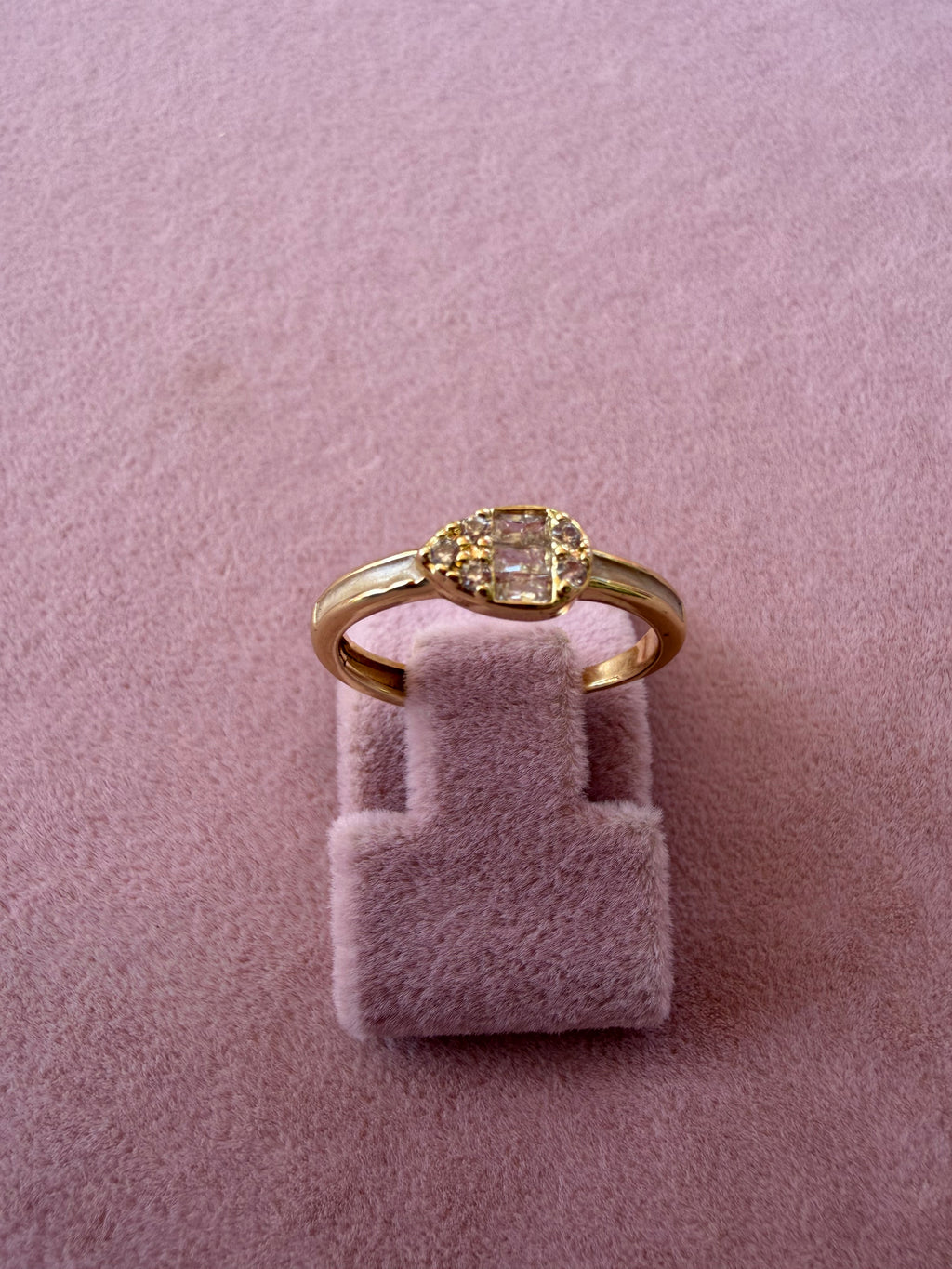 Golden Halo Baguette Zircon Adjustable Ring