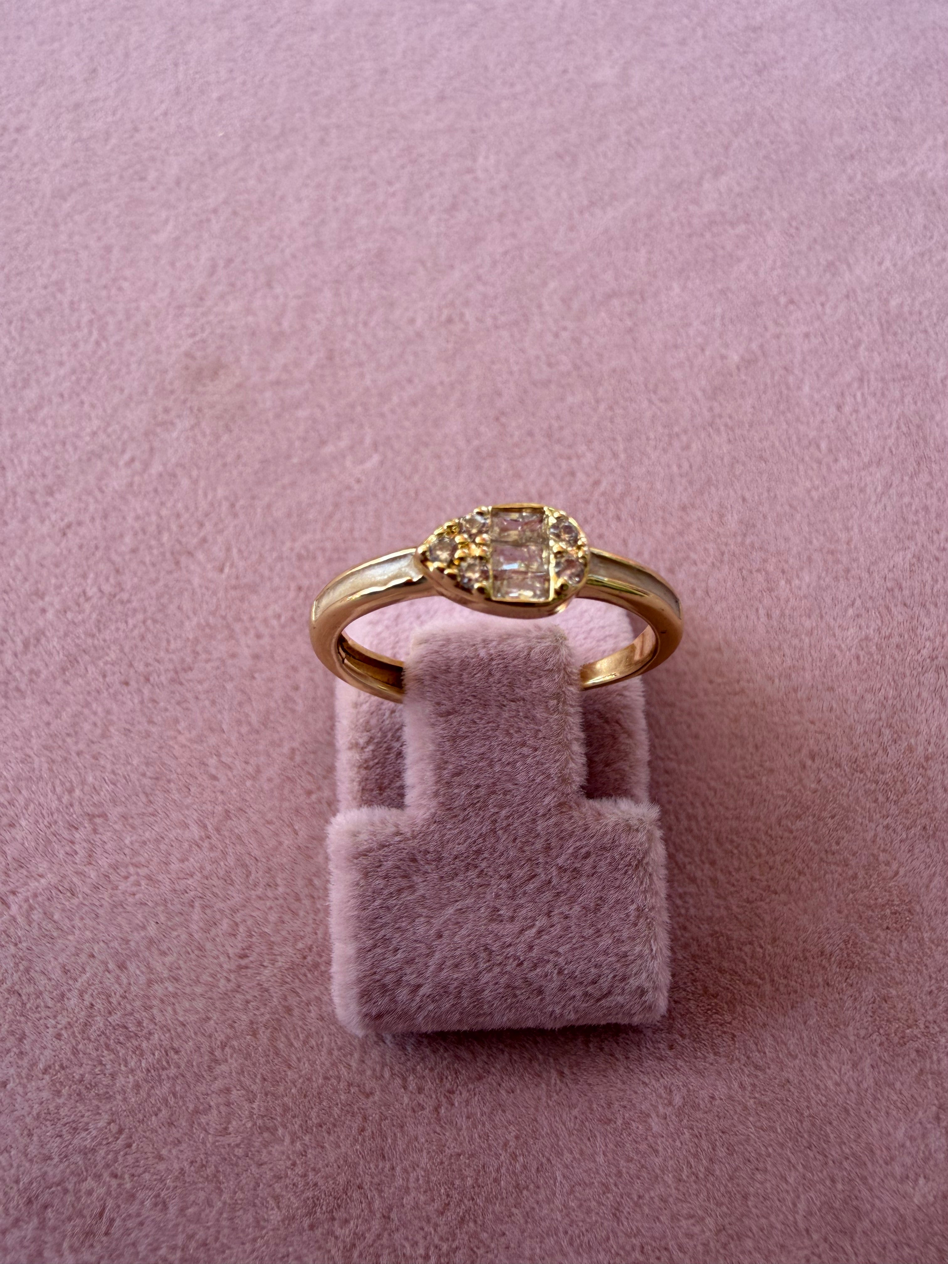 Golden Halo Baguette Zircon Adjustable Ring