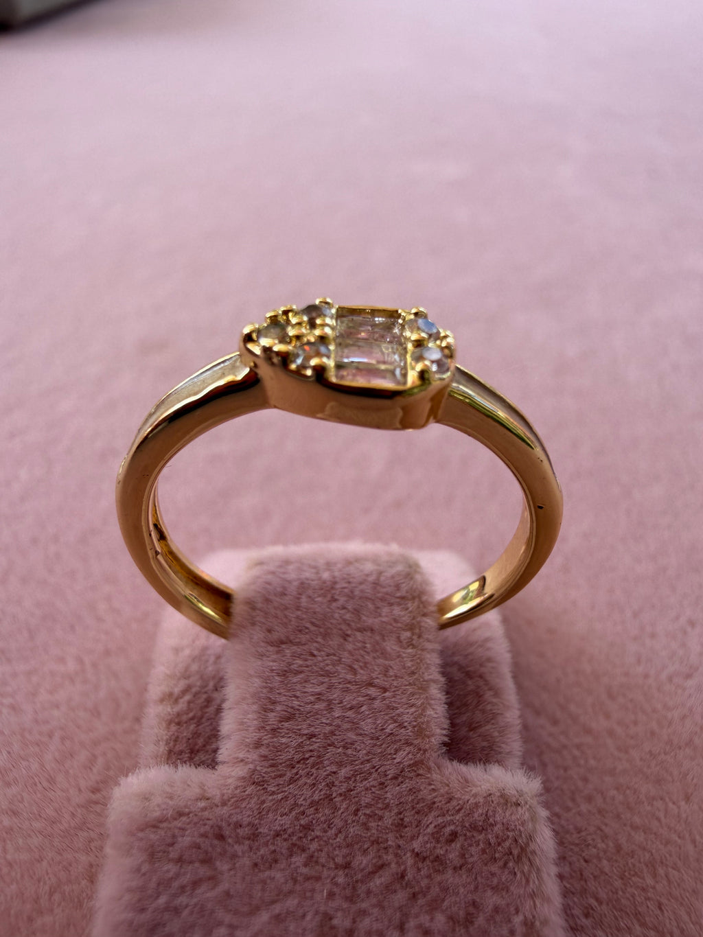 Golden Halo Baguette Zircon Adjustable Ring