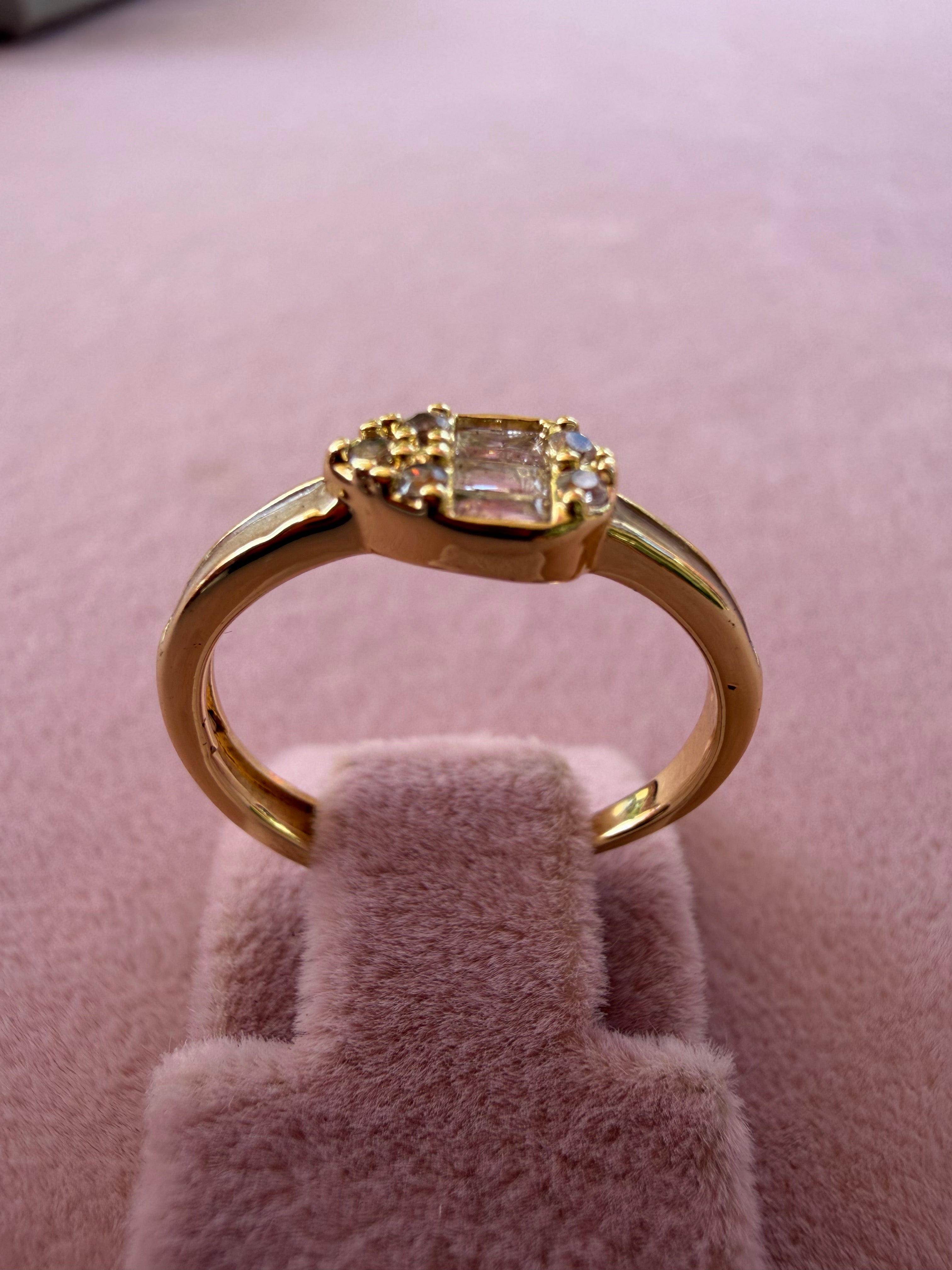 Golden Halo Baguette Zircon Adjustable Ring
