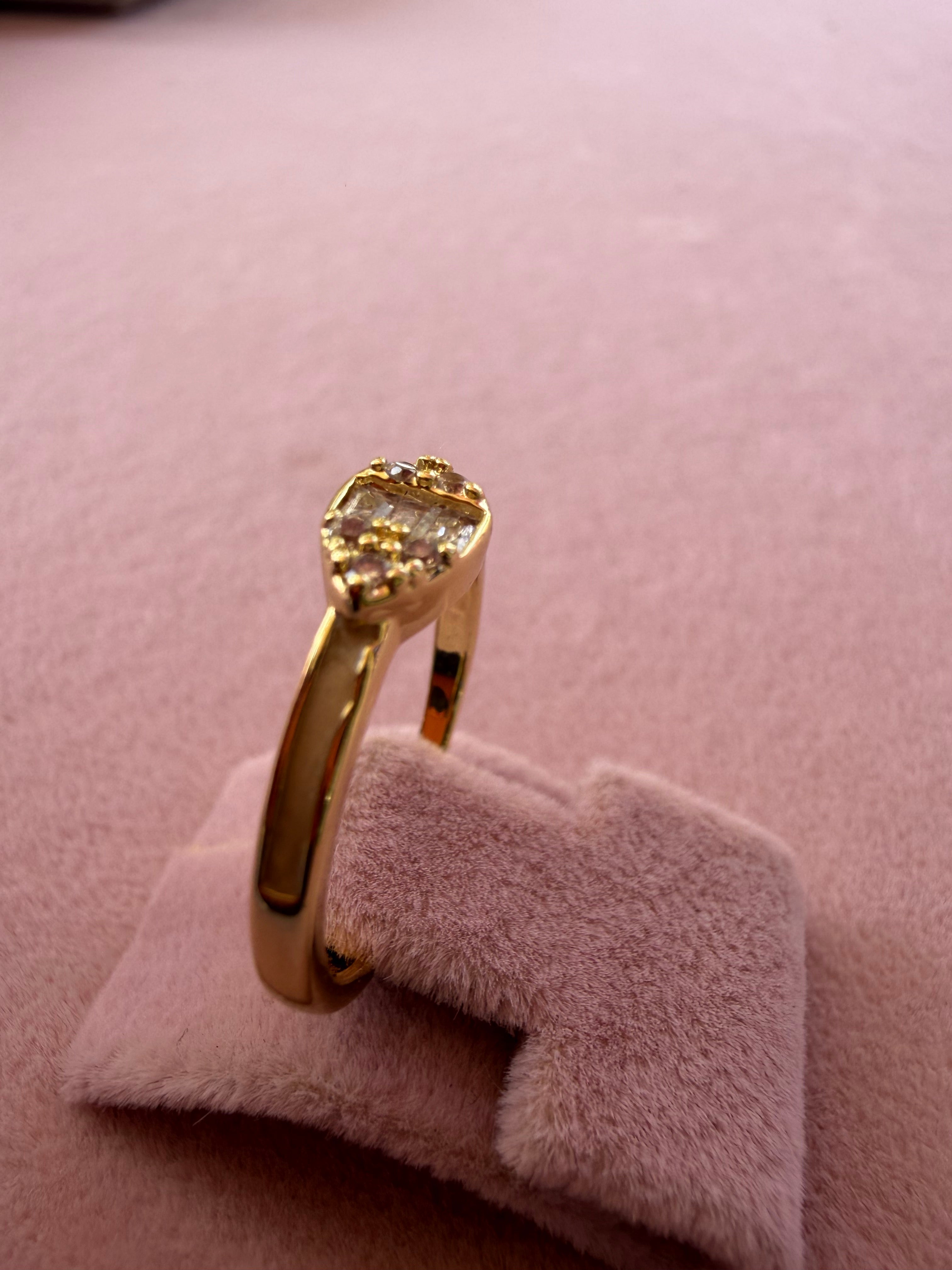 Golden Halo Baguette Zircon Adjustable Ring
