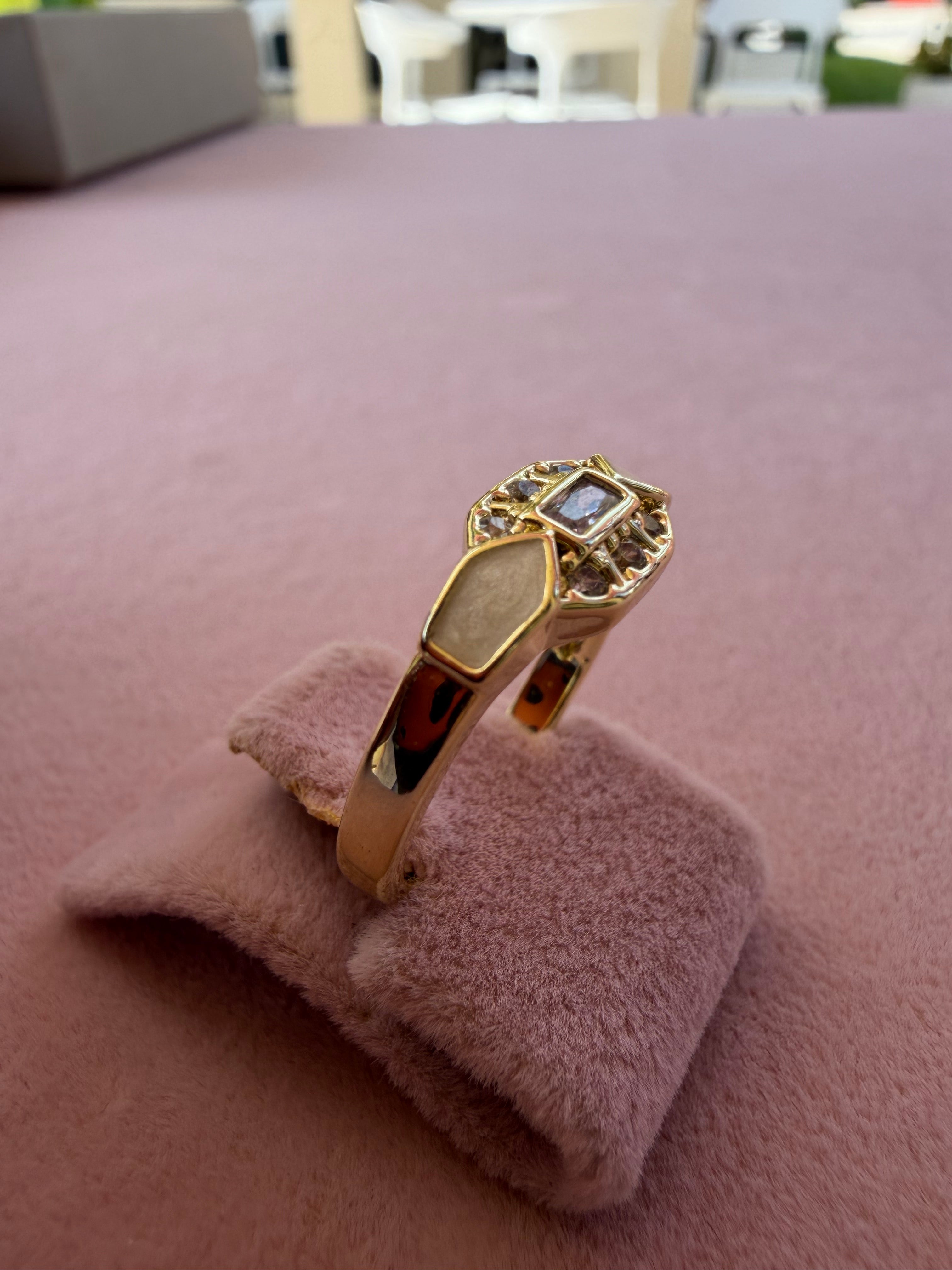 Pearlescent Art Deco Zircon Adjustable Ring
