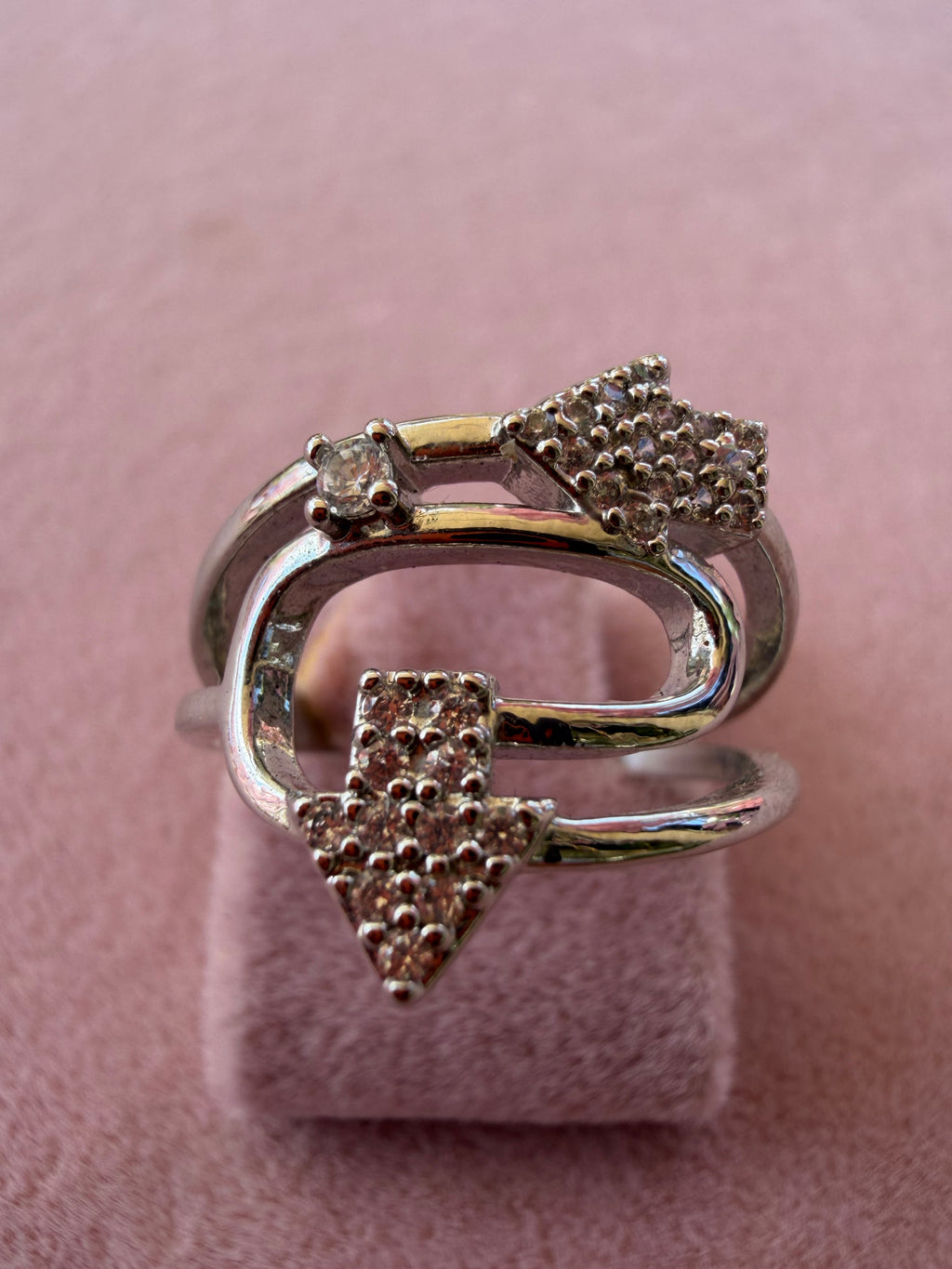 Double Arrow Zircon Adjustable Ring