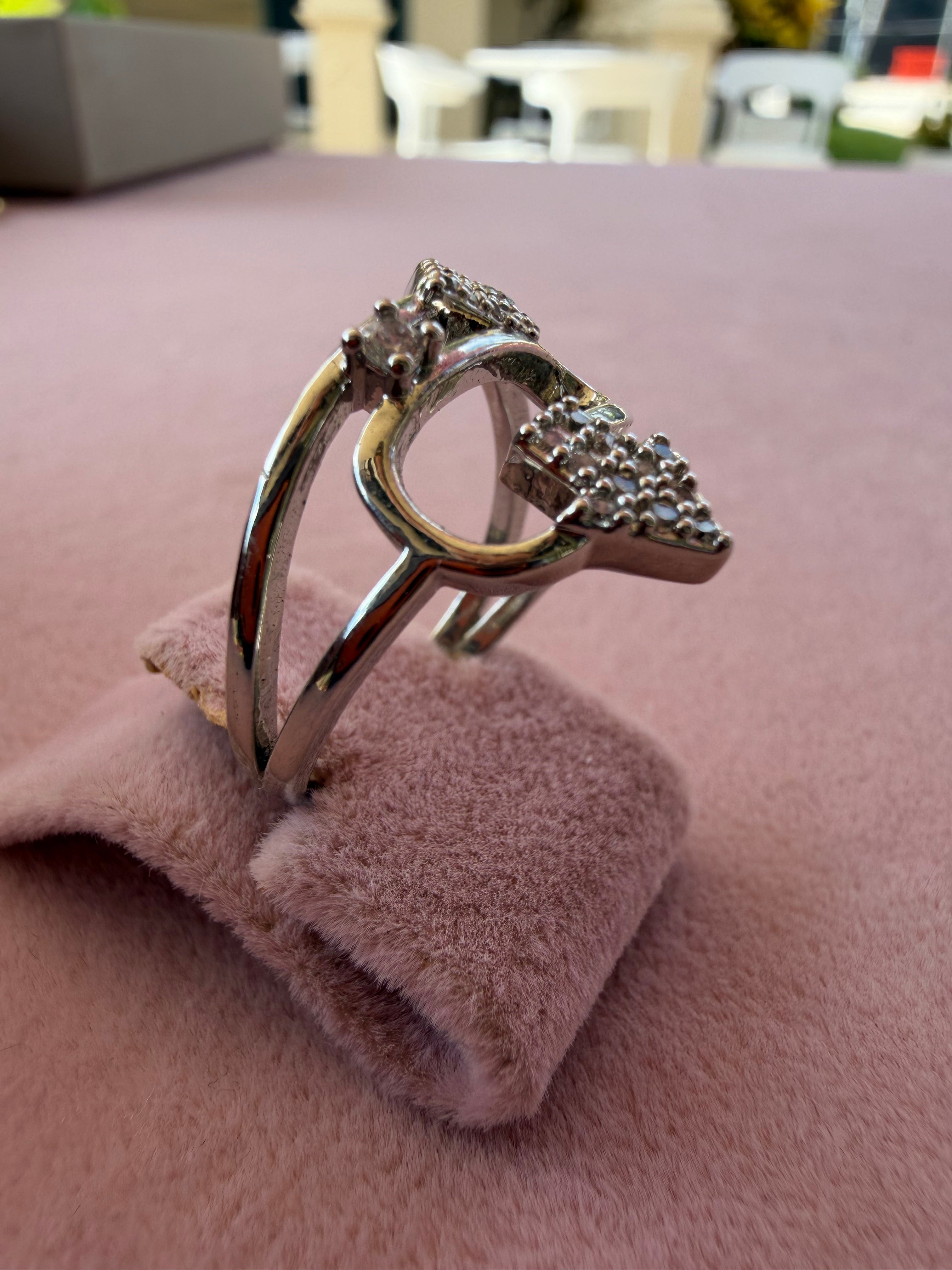 Double Arrow Zircon Adjustable Ring