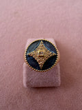 Midnight Enamel Starburst Zircon Adjustable Ring