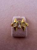 Golden Shield Baguette Zircon Adjustable Ring