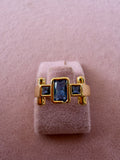 Royal Blue Geometric Zircon Adjustable Ring