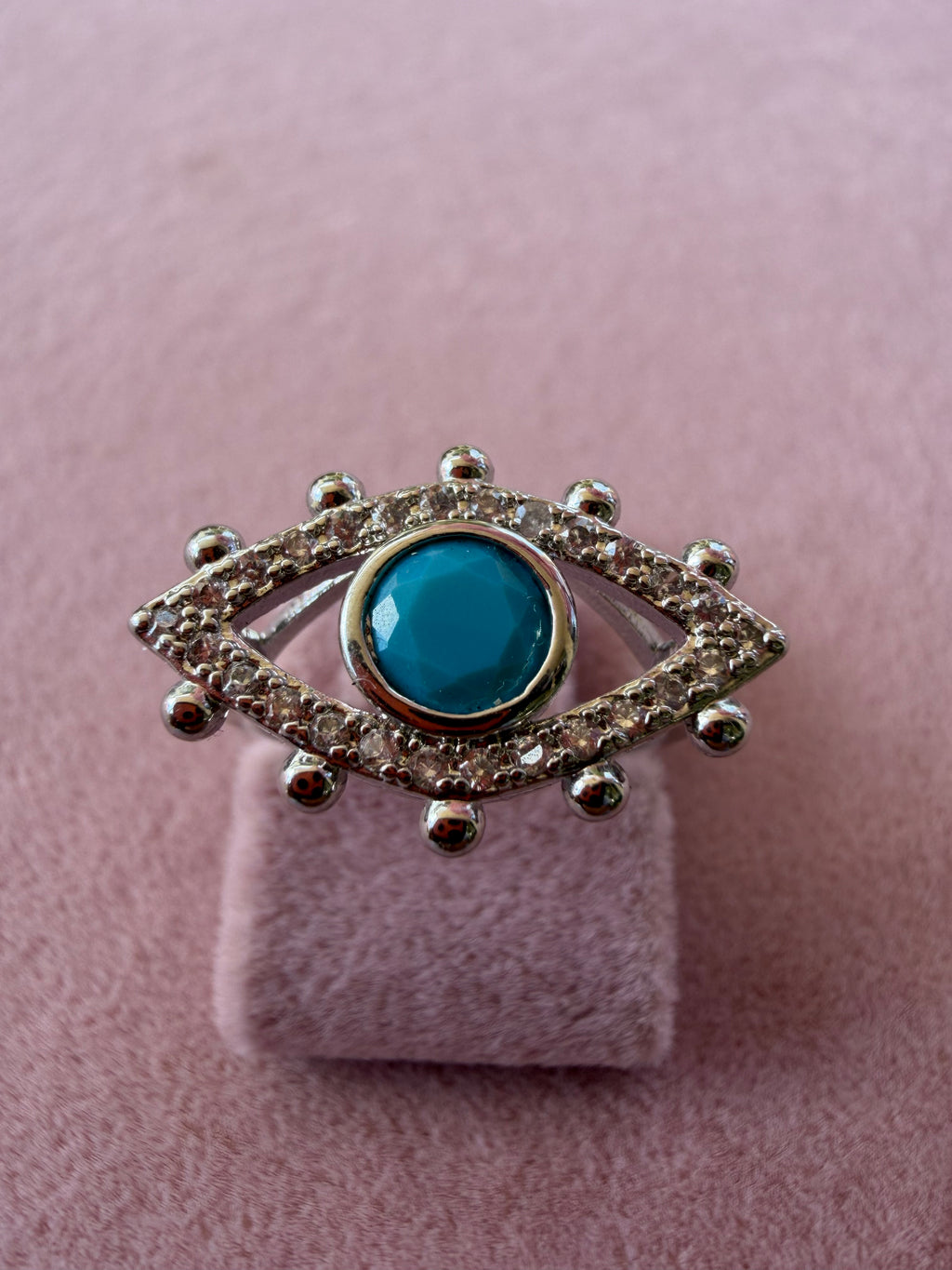 Turquoise Evil Eye Zircon Adjustable Statement Ring