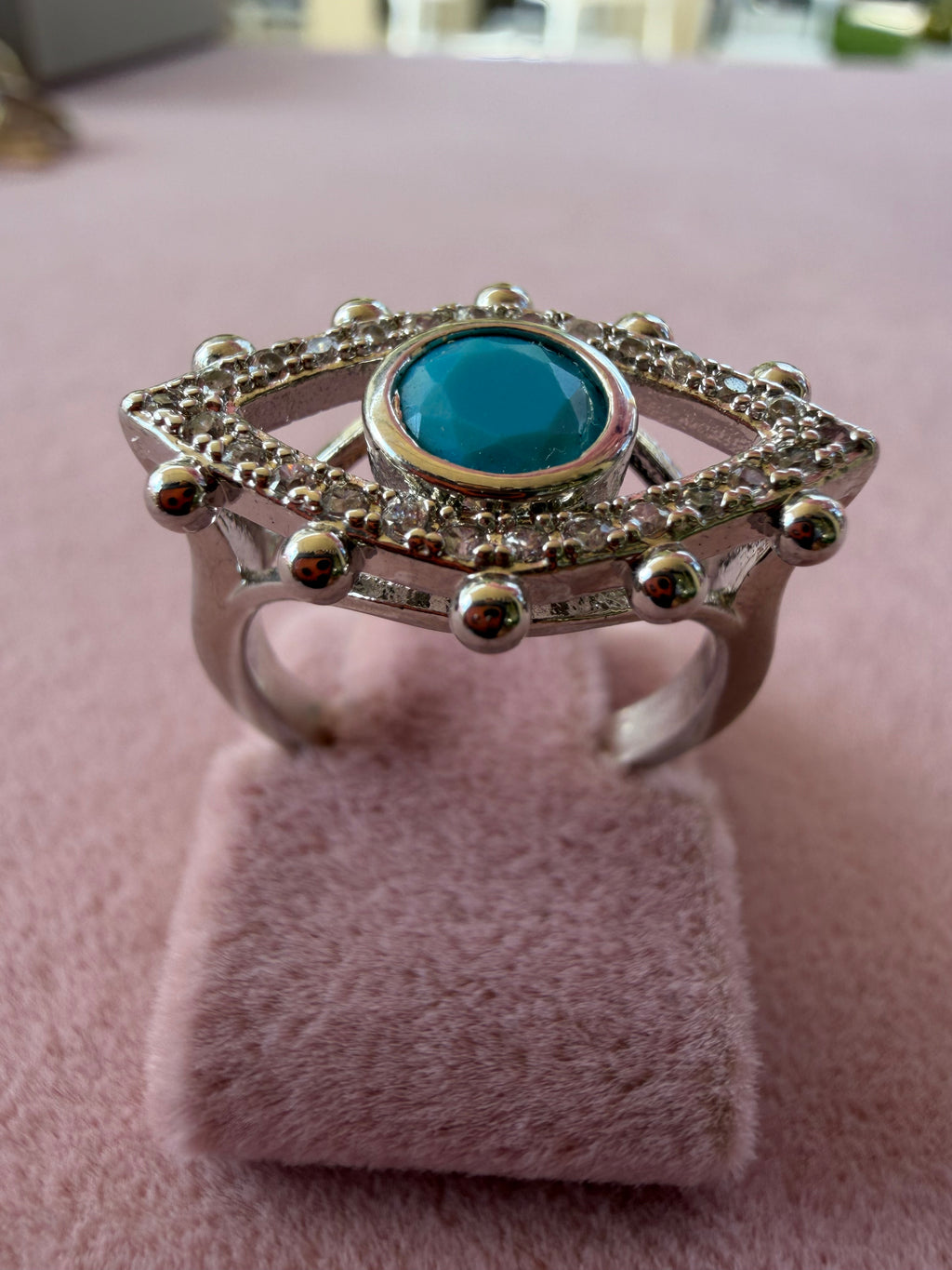 Turquoise Evil Eye Zircon Adjustable Statement Ring
