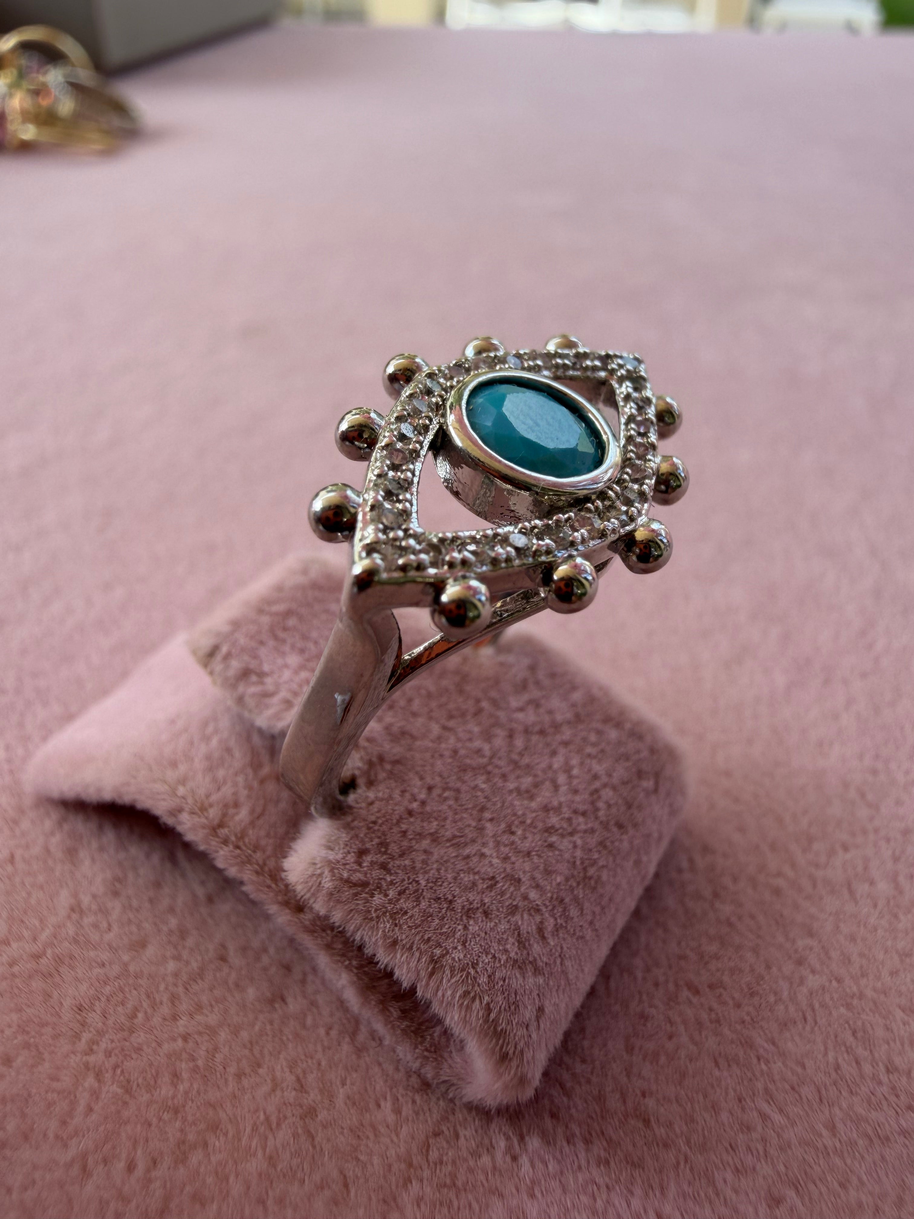 Turquoise Evil Eye Zircon Adjustable Statement Ring