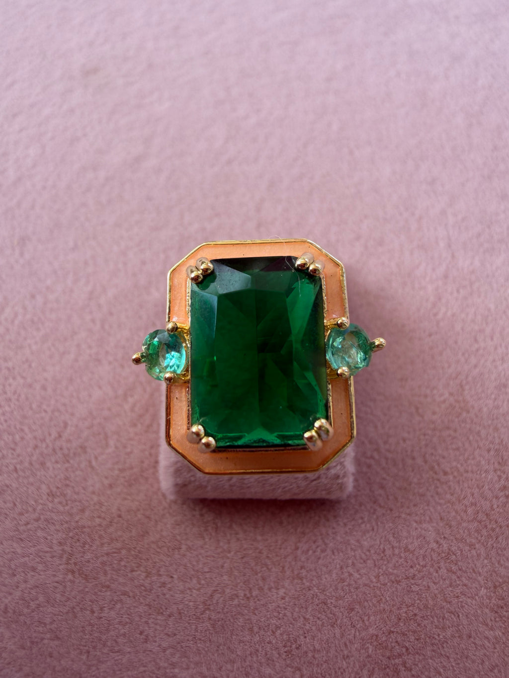 Emerald Majesty Rectangular Statement Adjustable Ring