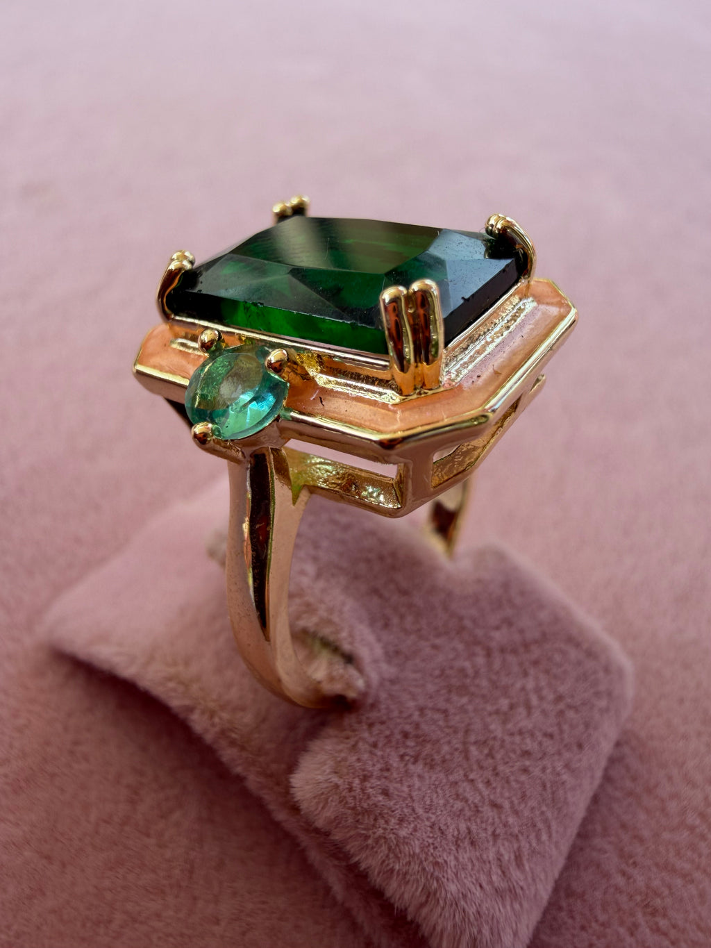 Emerald Majesty Rectangular Statement Adjustable Ring
