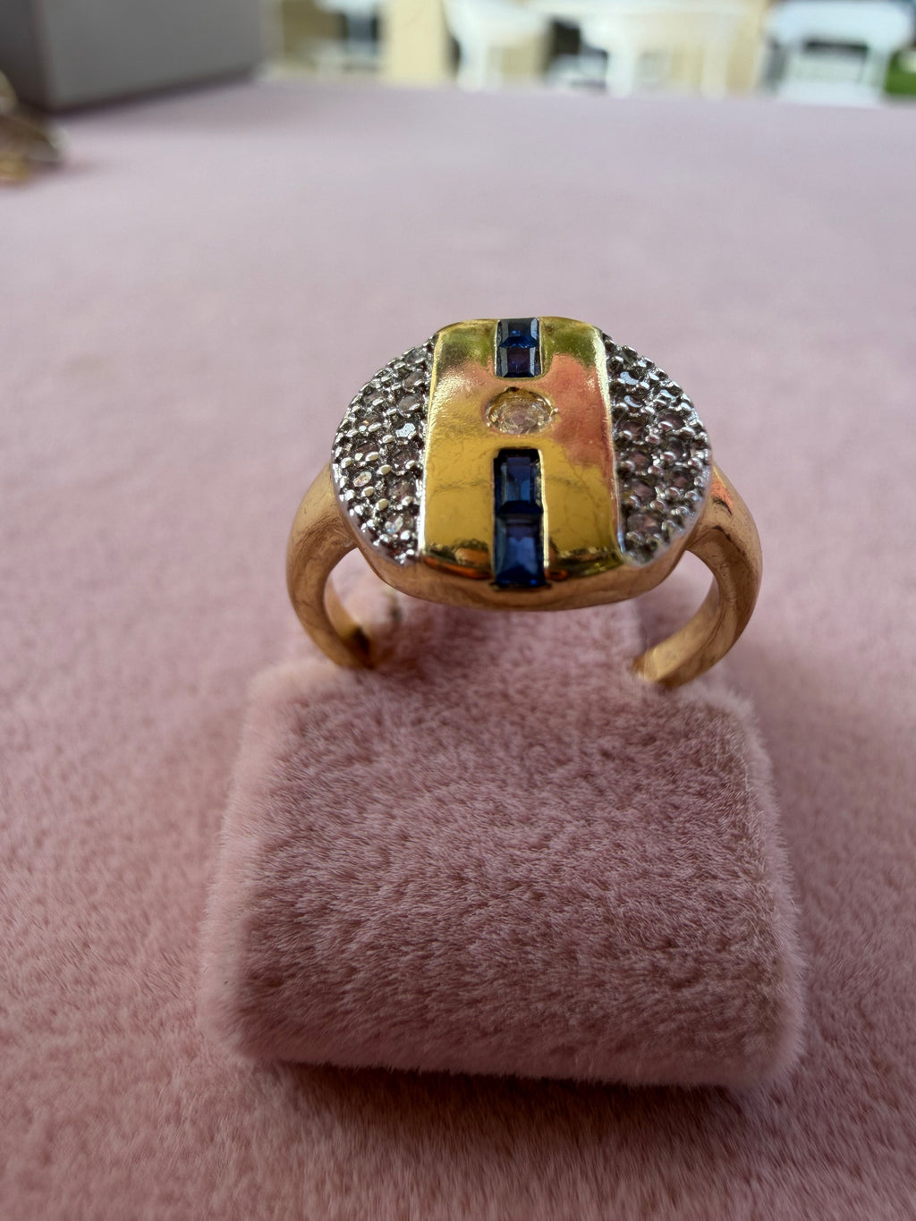 Midnight Deco Oval Statement Adjustable Ring