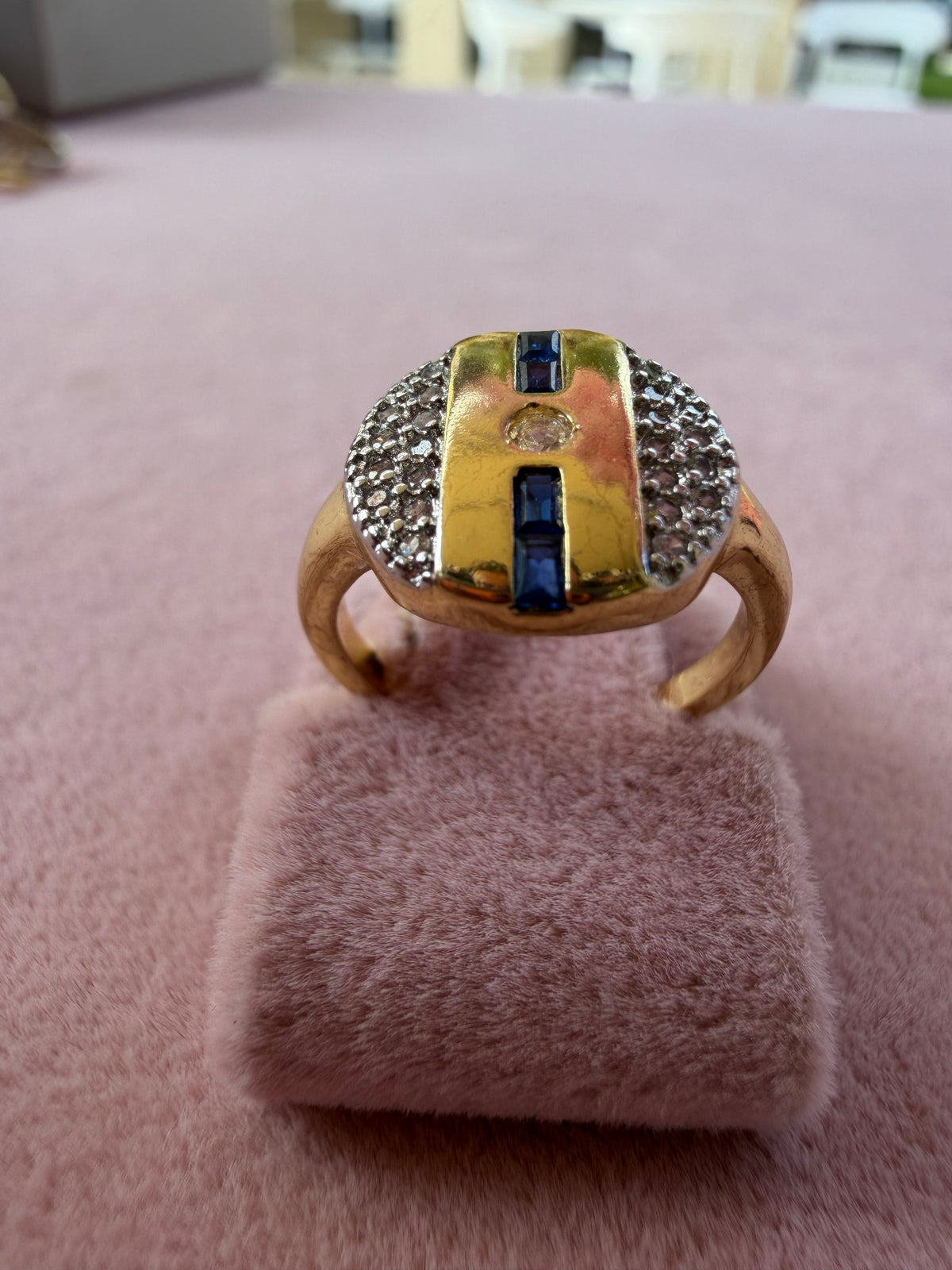 Midnight Deco Oval Statement Adjustable Ring