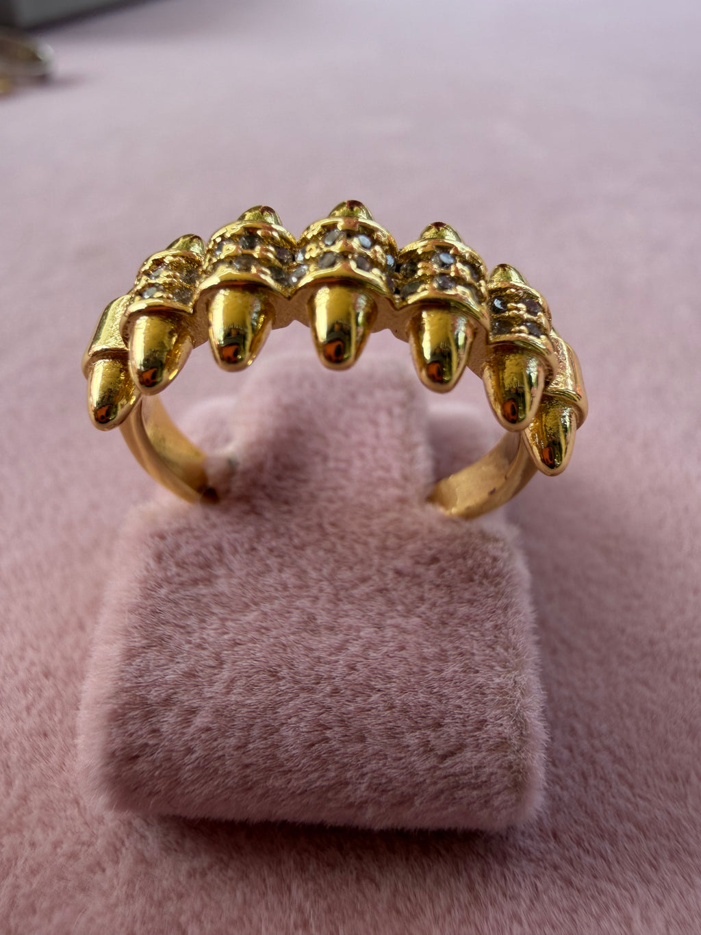 Golden Fang Crystal Adjustable Statement Ring
