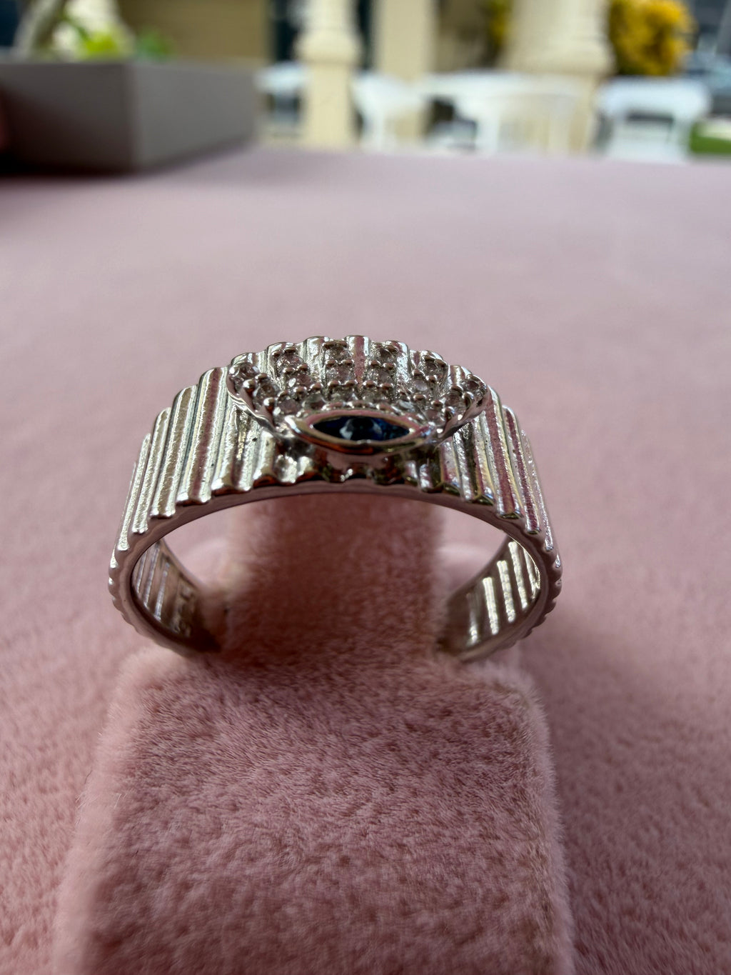 Royal Gaze Silver Crown Eye Adjustable Statement Ring