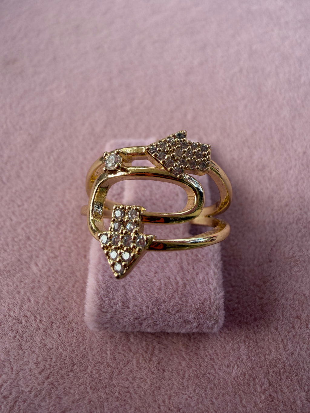 Golden Arrow Zircon Adjustable Ring