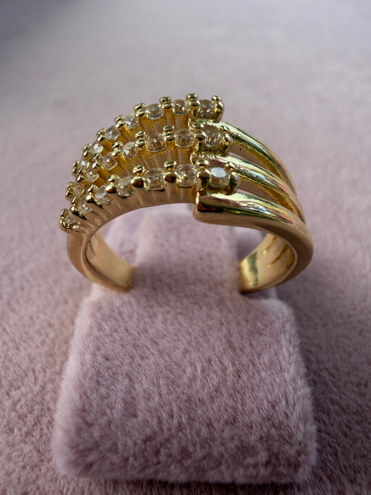 Triple Row Zircon Open Adjustable Ring
