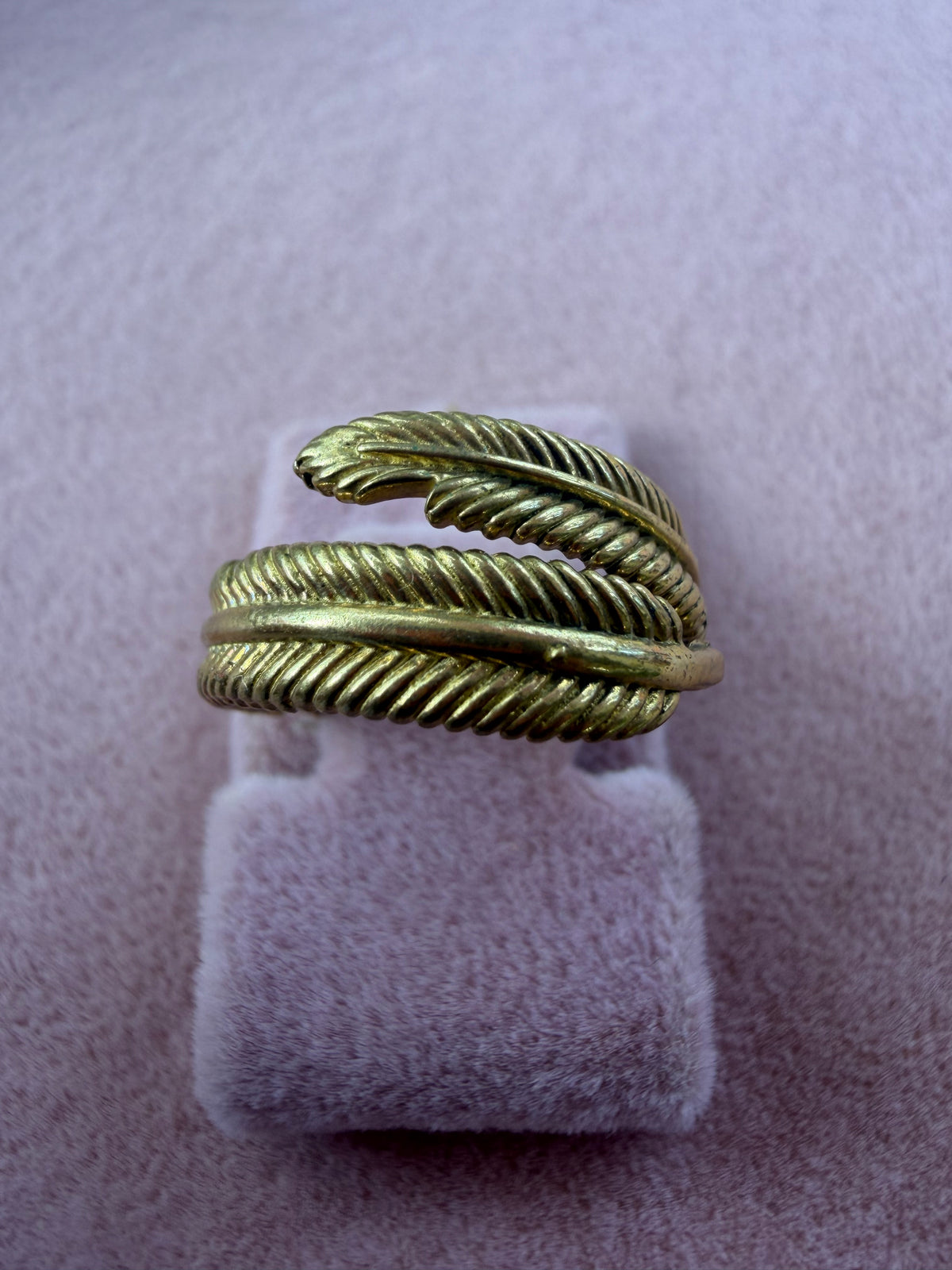 Gold Feather Leaf Wrap Adjustable Ring