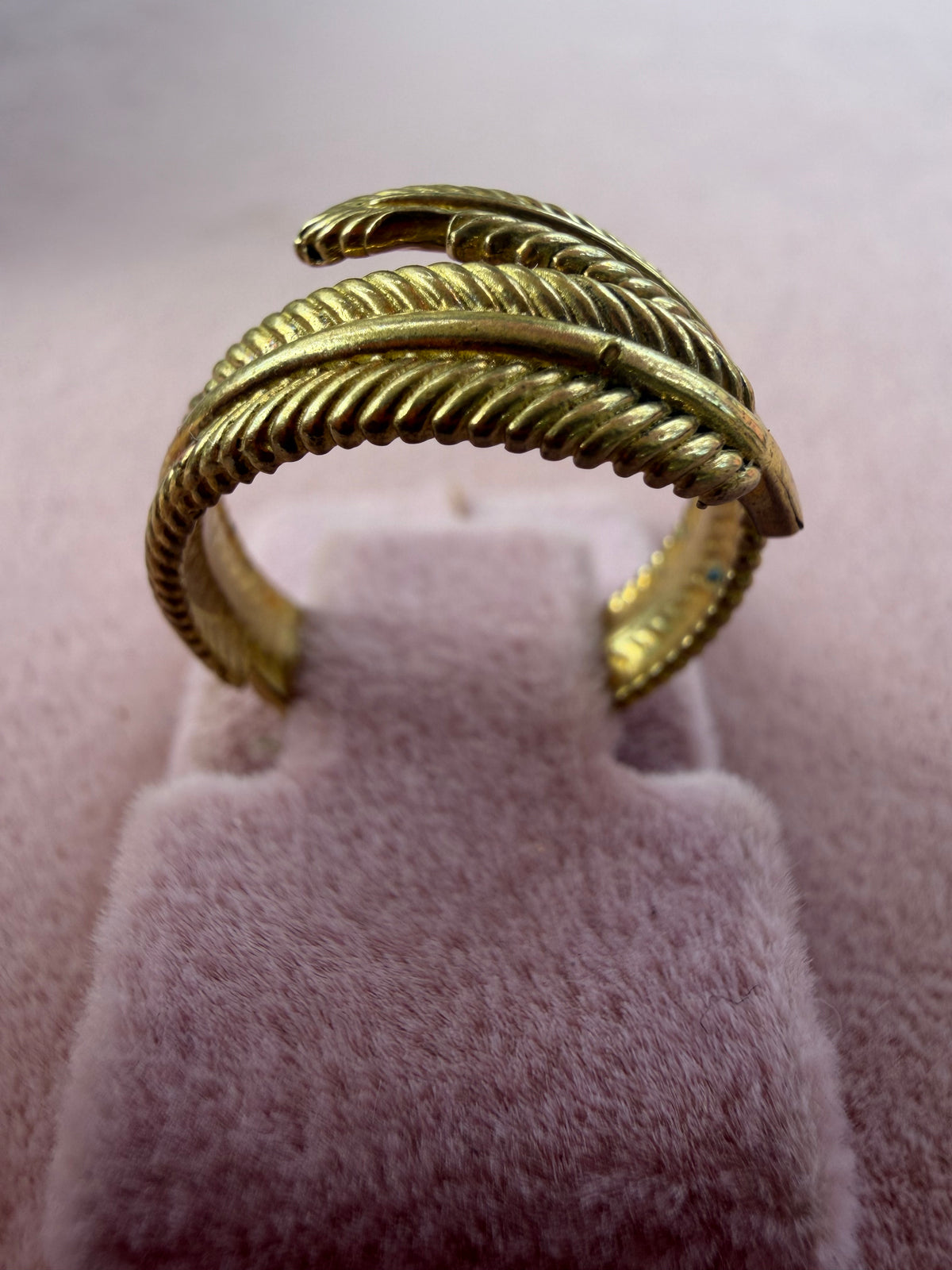 Gold Feather Leaf Wrap Adjustable Ring