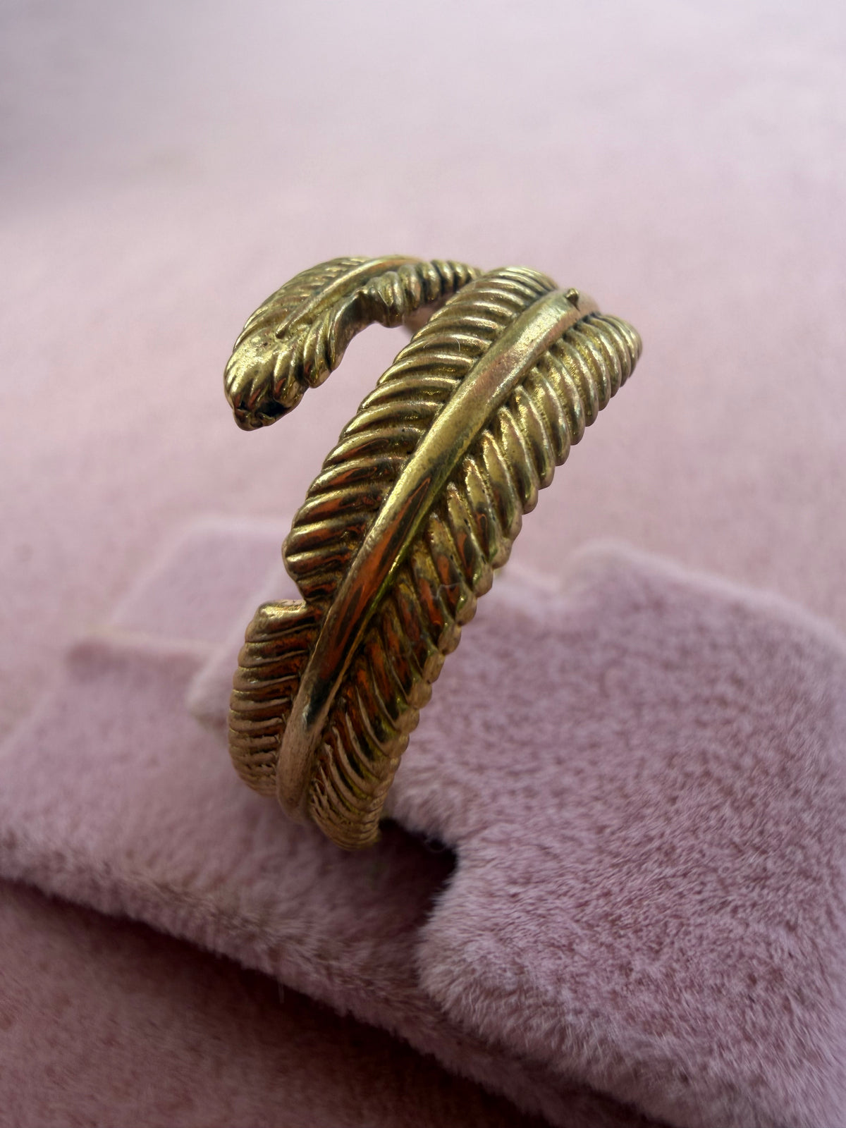 Gold Feather Leaf Wrap Adjustable Ring