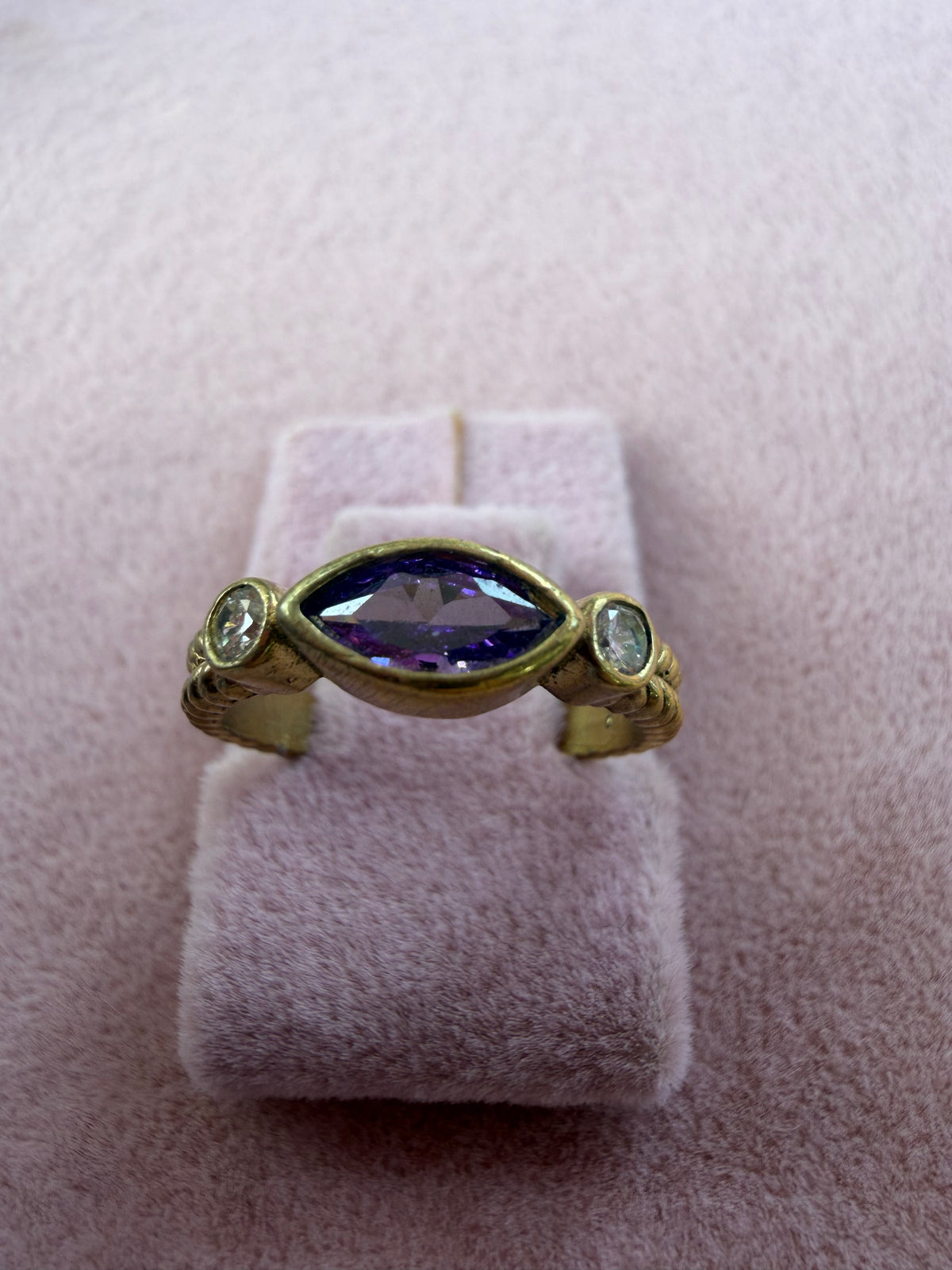 Amethyst Purple Marquise Adjustable Gold Ring
